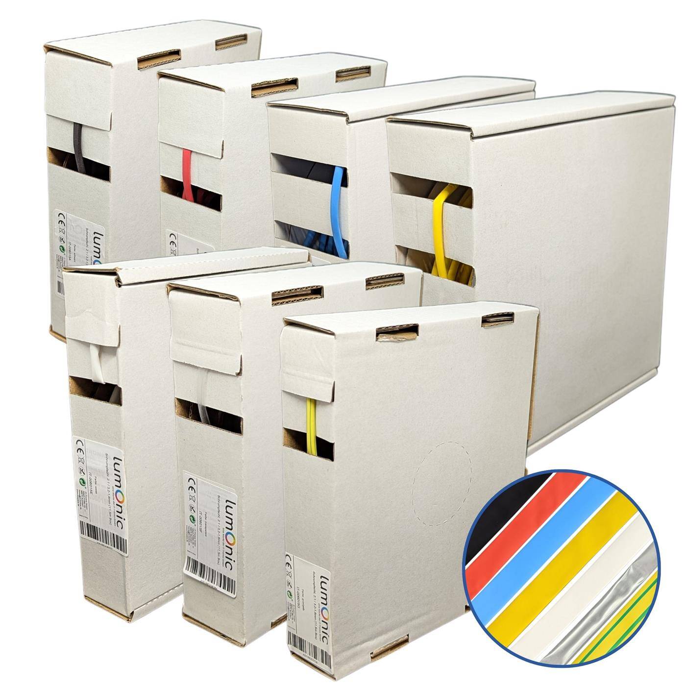 11,5m Schrumpfschlauch Box 2:1 3,2 -> 1,6mm Schwarz Flexibel