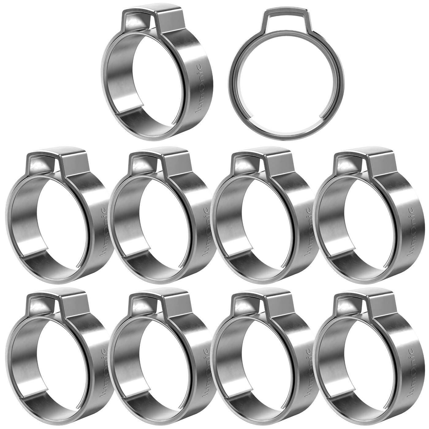 10x 1-Ohr-Schelle 15,3-18,5mm V2A Edelstahl Einohrschelle Schlauchschelle für Druckluft, Rohrsysteme, Garten, KFZ