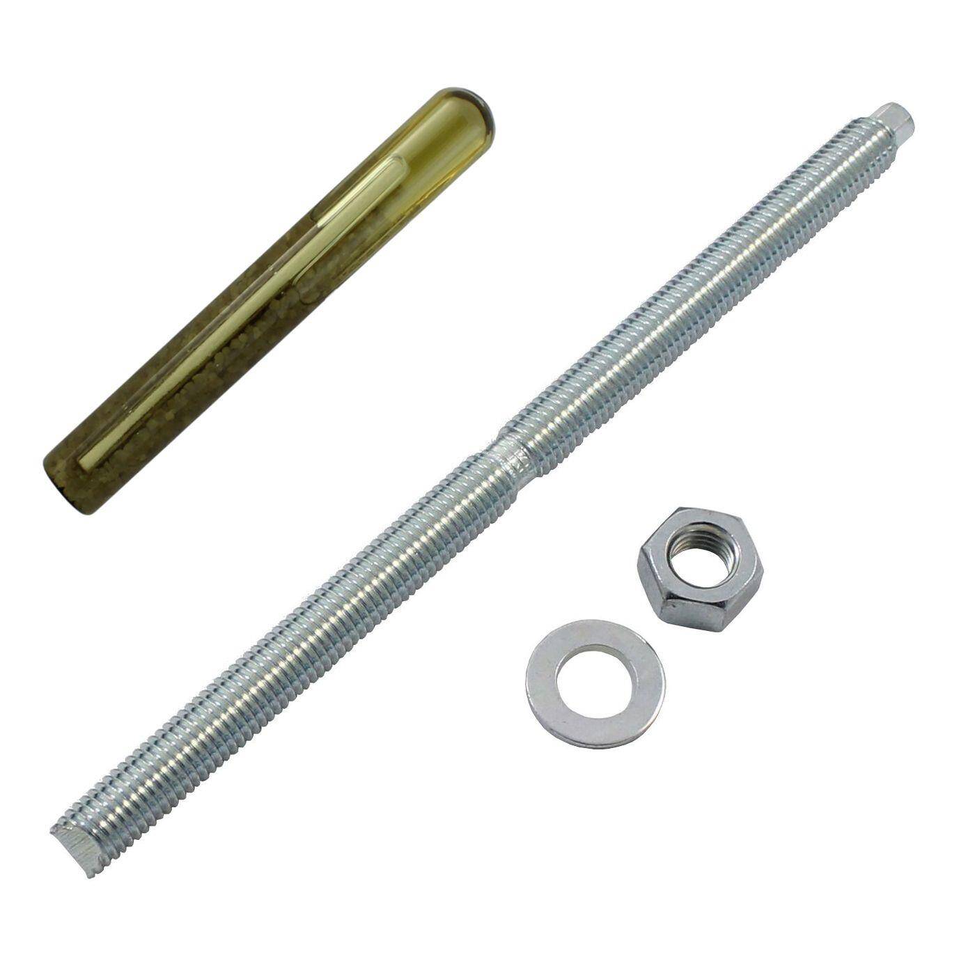 Lumonic Ankerstange + Verbundankerpatrone M12 x 220 Verzinkt I Zur Verwendung als Keilanker, Metalldübel, Bolzenanker, Blitzdübel I Für verschiedene Arten Durchsteckmontagen