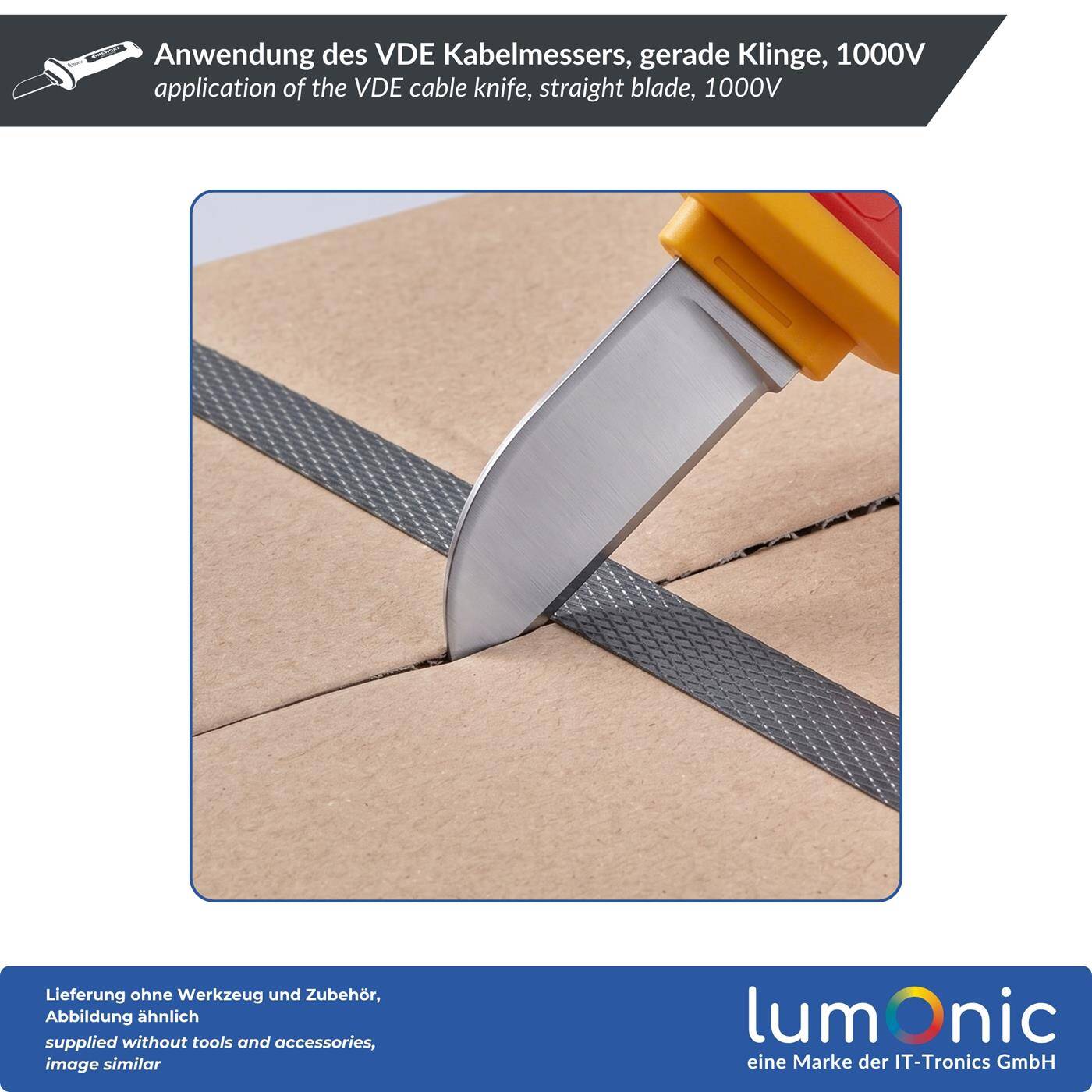 Lumonic VDE Cable Cutter 1000V, Straight Blade - 5Cr13 blade steel, protective cap included, non-slip two-component handle, for electricians