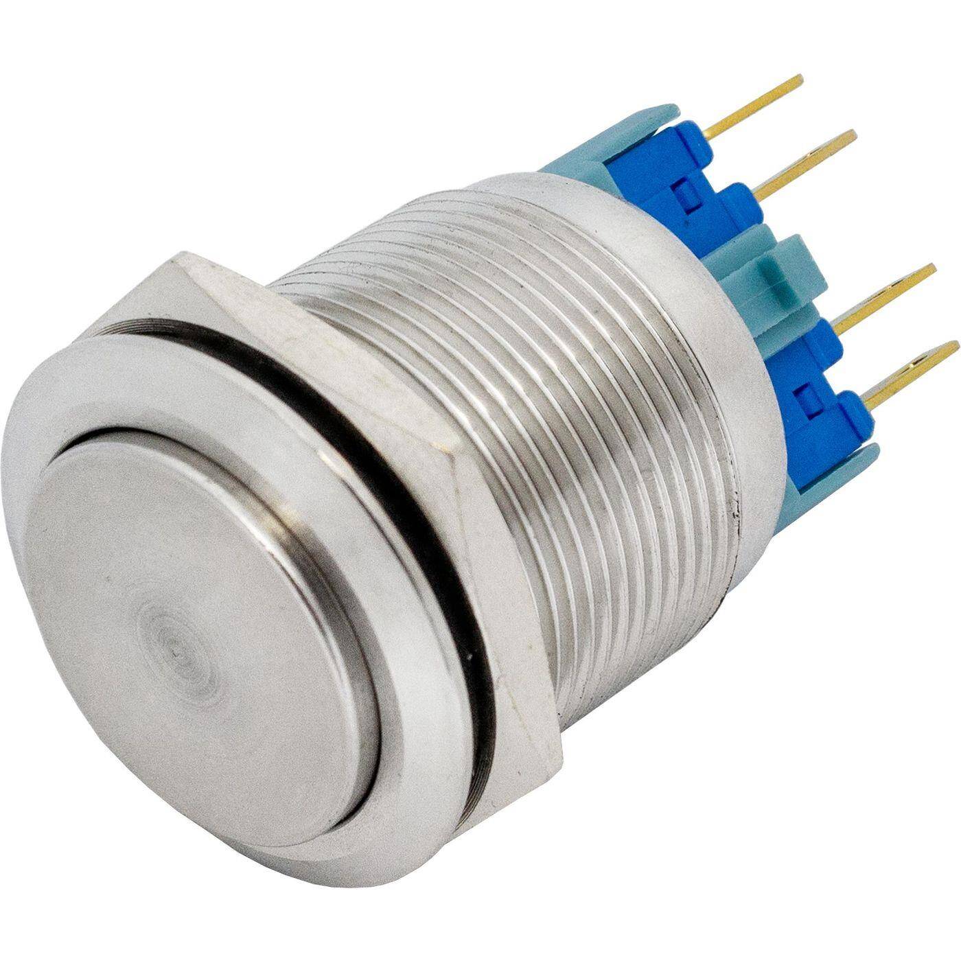 Stainless steel Pressure switch raised Ø22mm IP65 2,8x0,5mm Pins 250V 3A Vandal-proof