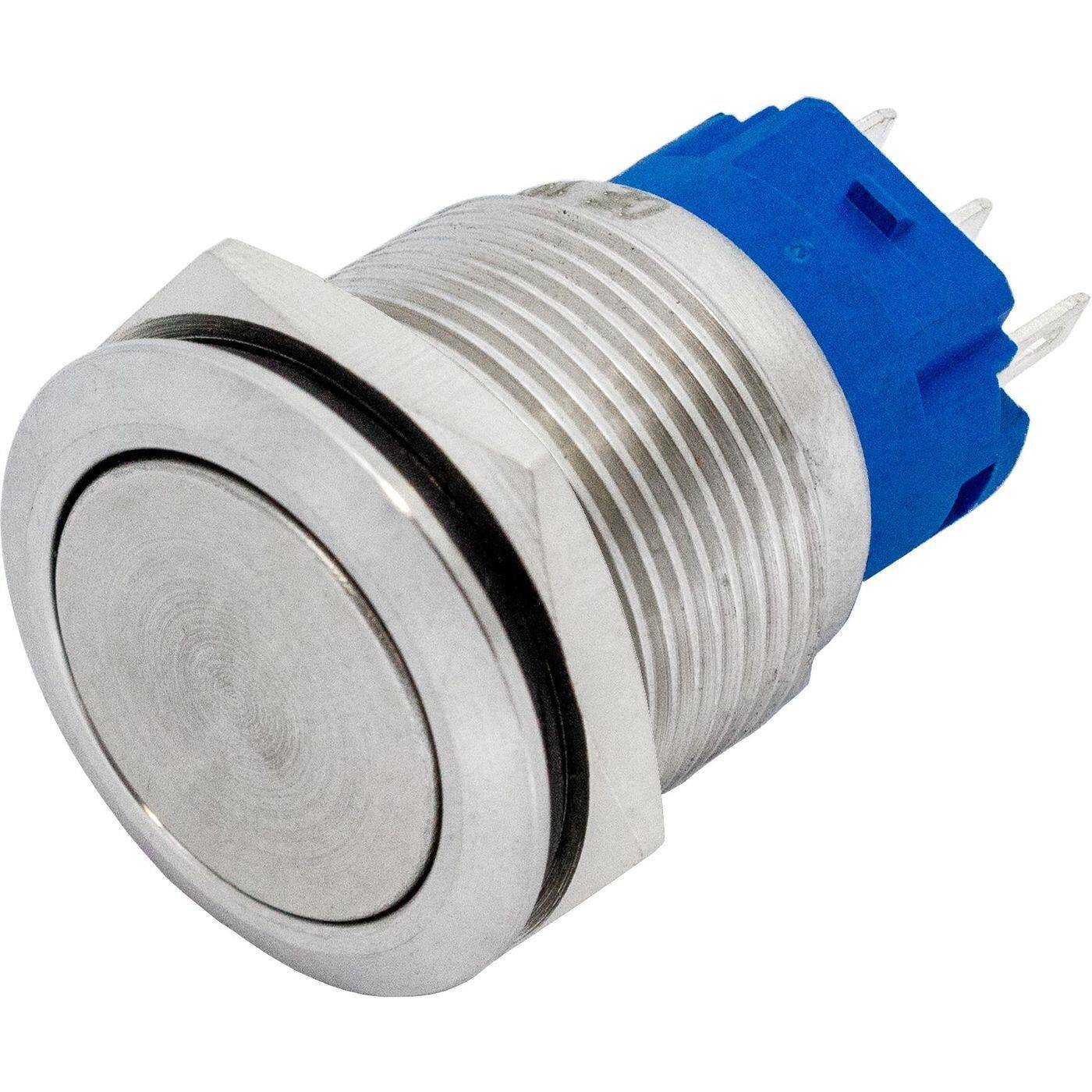 Lumonic Edelstahl Druckschalter flach 19mm Durchmesser Button I Maße: 2,8x0,5mm Pin s 250V 3A I Vandalismussicher nach dem IP65 Standard