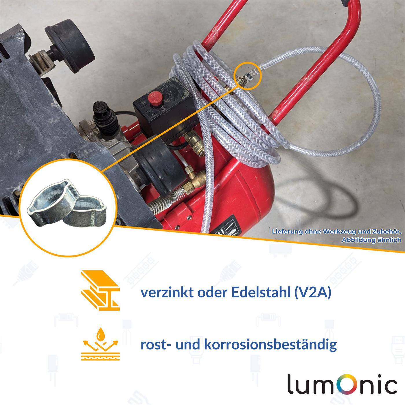 50x 2-Ohr-Schelle 20-23mm V2A Edelstahl Zweiohrschelle Schlauchschelle für Druckluft, Rohrsysteme, Garten, KFZ