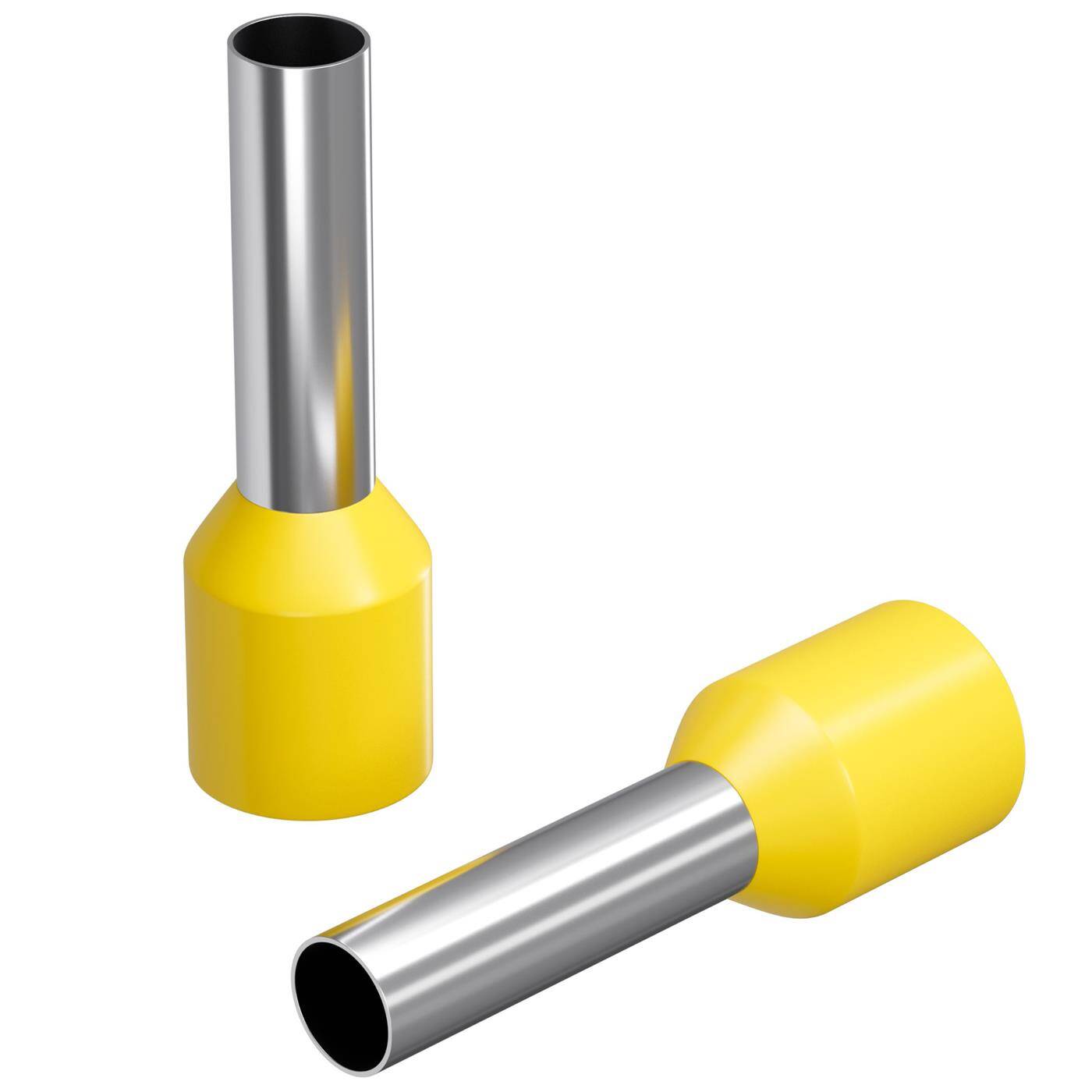 Lumonic 100 x 6mm² Aderendhülsen isoliert gelb I Die Länge beträgt 12mm, der Durchmesser des Kunstoffkragen 6,3mm I Verzinnt zum Schutz gegen Korrosion