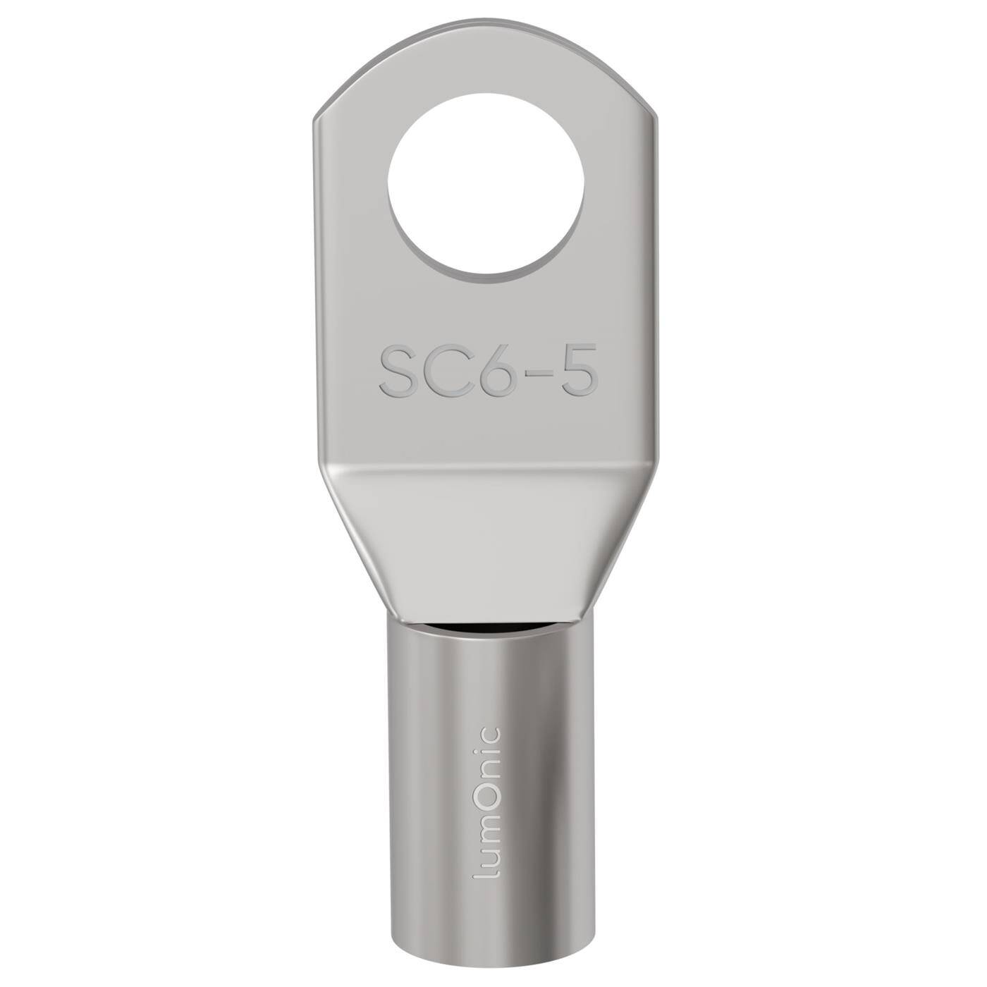 Lumonic 10x Rohrkabelschuh 6mm² blank | M5 | Kupfer verzinnt | Kabelverbindung ohne Löten | SC6-5, Set mit 10 Stück Crimp-Kabelschuh, Quetschverbinder | KFZ, Maschinenbau, Wohnmobil, Batterie