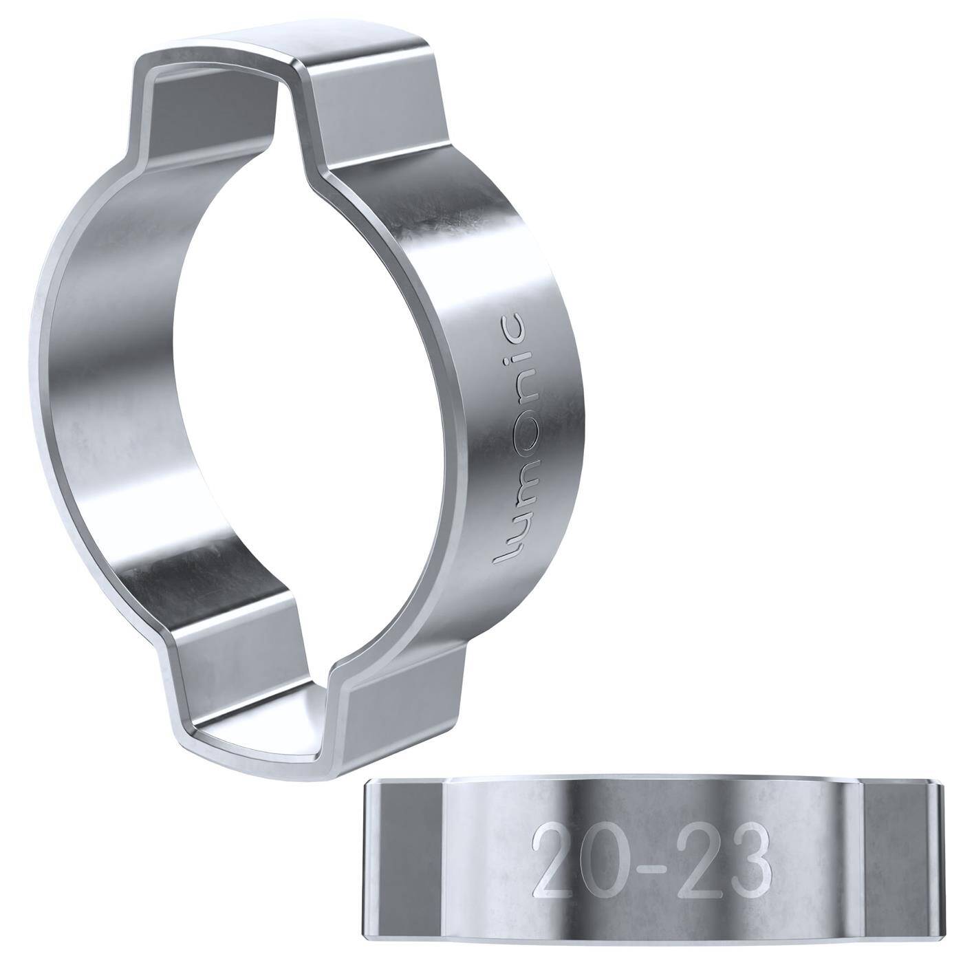 Lumonic I 2x 2-ear clip 20-23mm I Steel Galvanised I Two-ear clamp I Hose clamp I for Compressed air, Pipe systems, Garden, CAR
