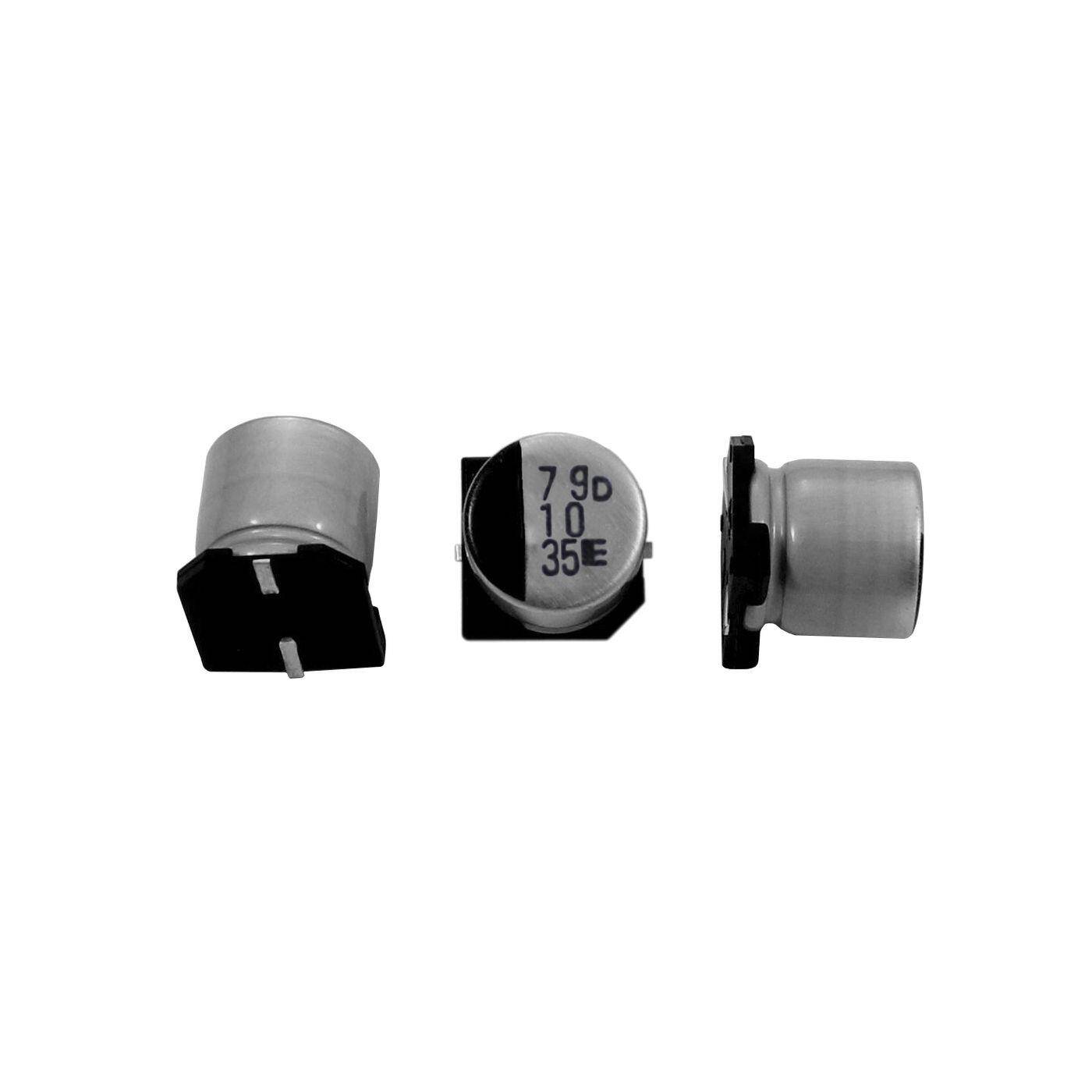 SMD Elko Kondensator 10µF 35V | Elektrolytkondensator bis zu einer Temperatur von 105°C | 4x5,8mm | 10uF RVD-35V100MD61U-R2 Elna