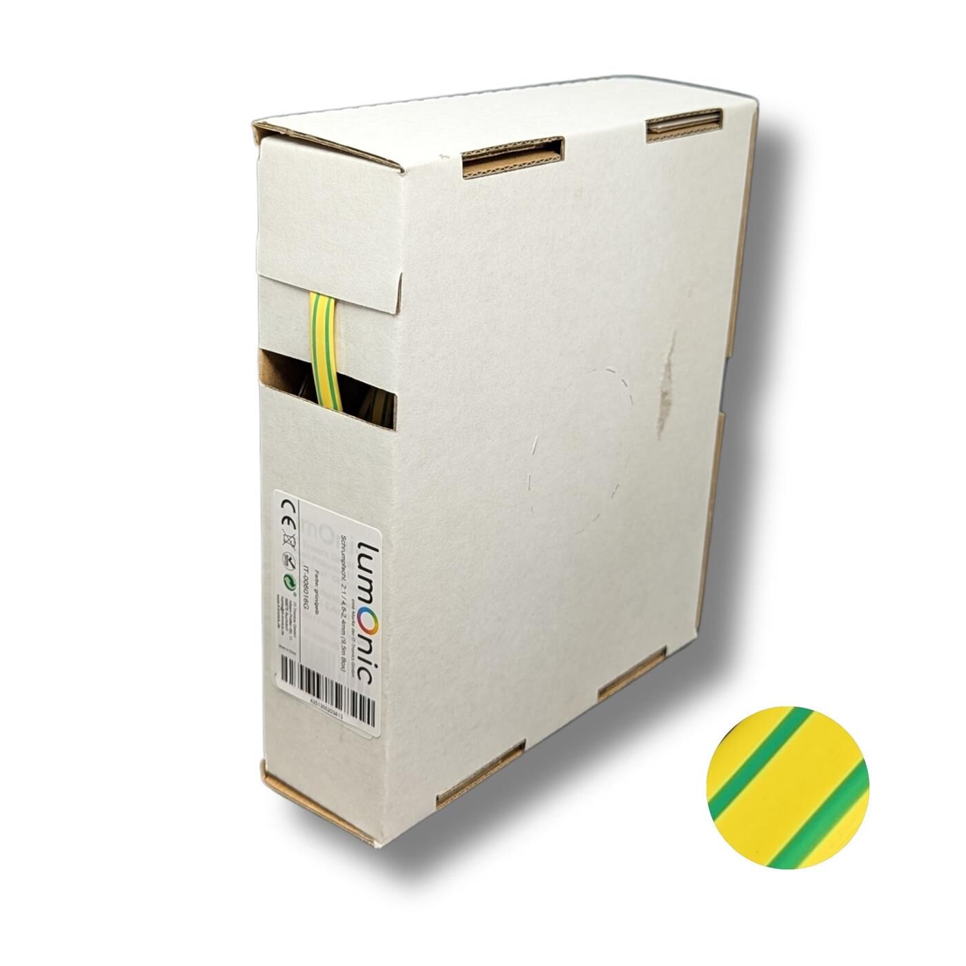 9,5m Heat shrink tubing Box 2:1 4,8 -> 2,4mm Green Yellow Flexible