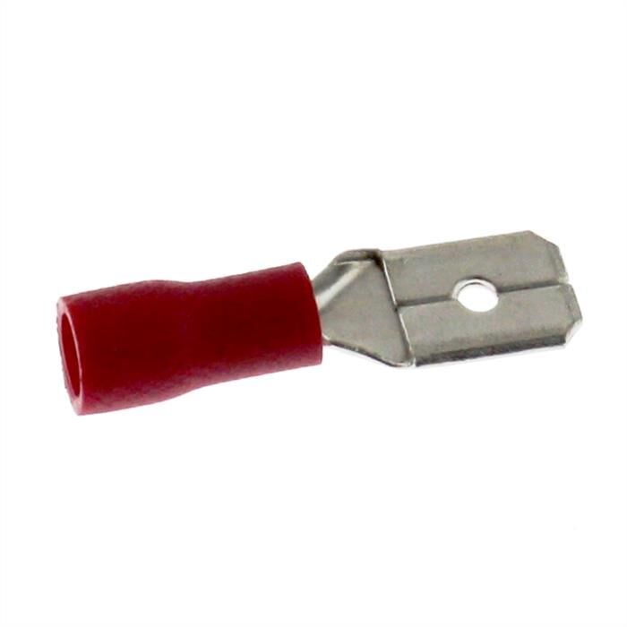 25x Flat plug partially insulated 0,5-1,5mm² Plug-in dimension 0,8x6,4mm Red Connectors Brass tinned