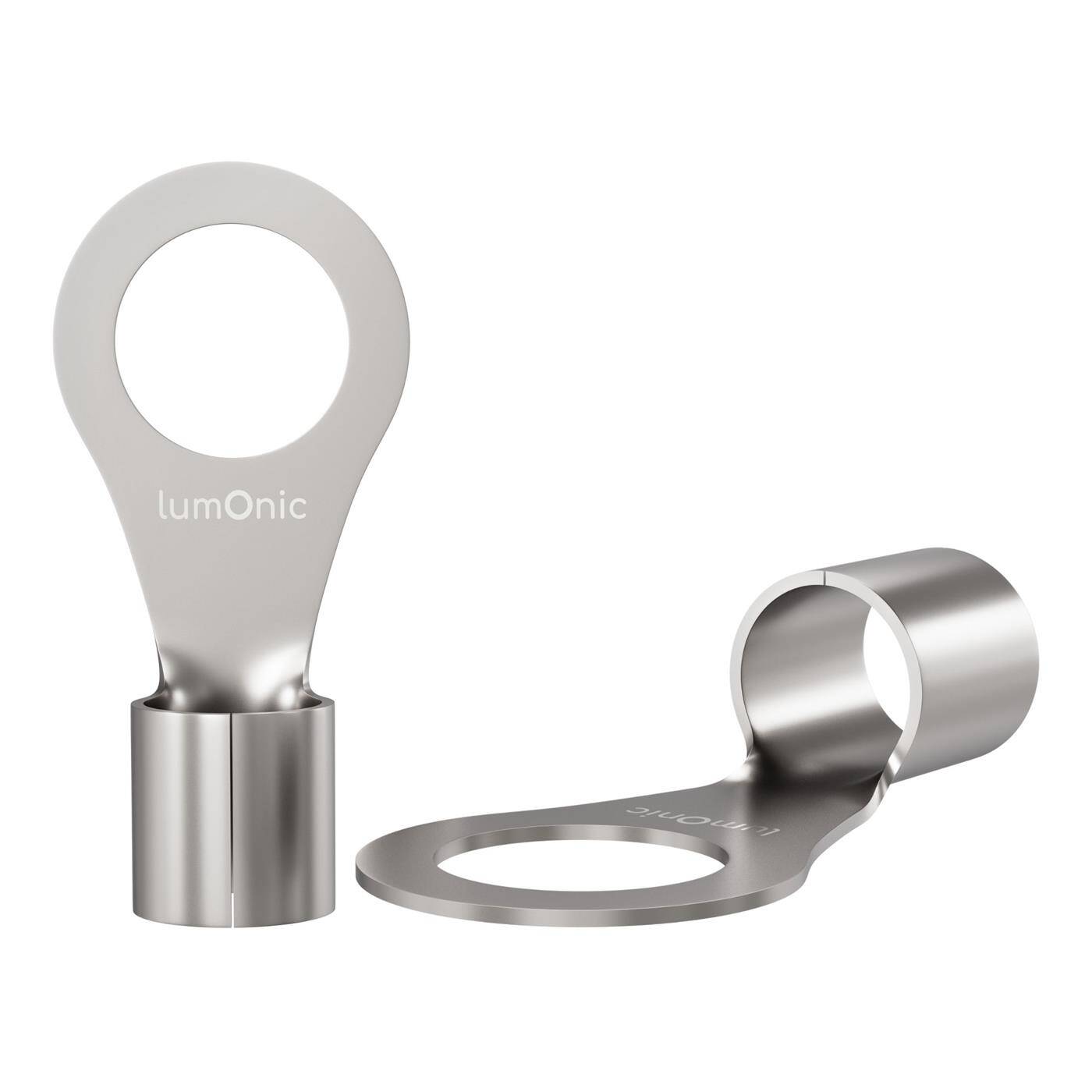 Lumonic 25x Ringkabelschuh 10,0-16,0mm² blank | M10 | Kupfer verzinnt | sichere Kabelverbindung ohne Löten | Crimp-Kabelschuh unisoliert | KFZ, Maschinenbau, Wohnmobil, Batterie