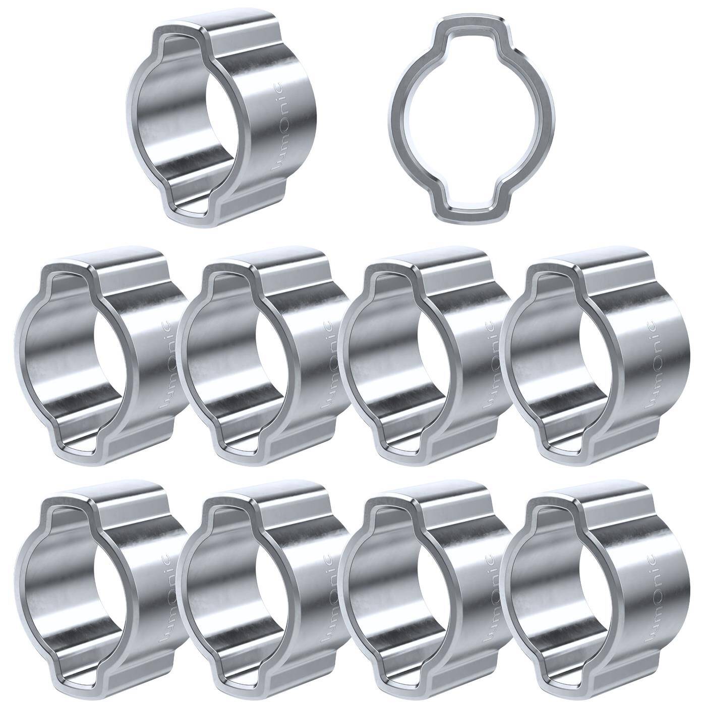 Lumonic I 10x 2-ear clip 5-7mm I Steel Galvanised I Two-ear clamp I Hose clamp I for Compressed air, Pipe systems, Garden, CAR
