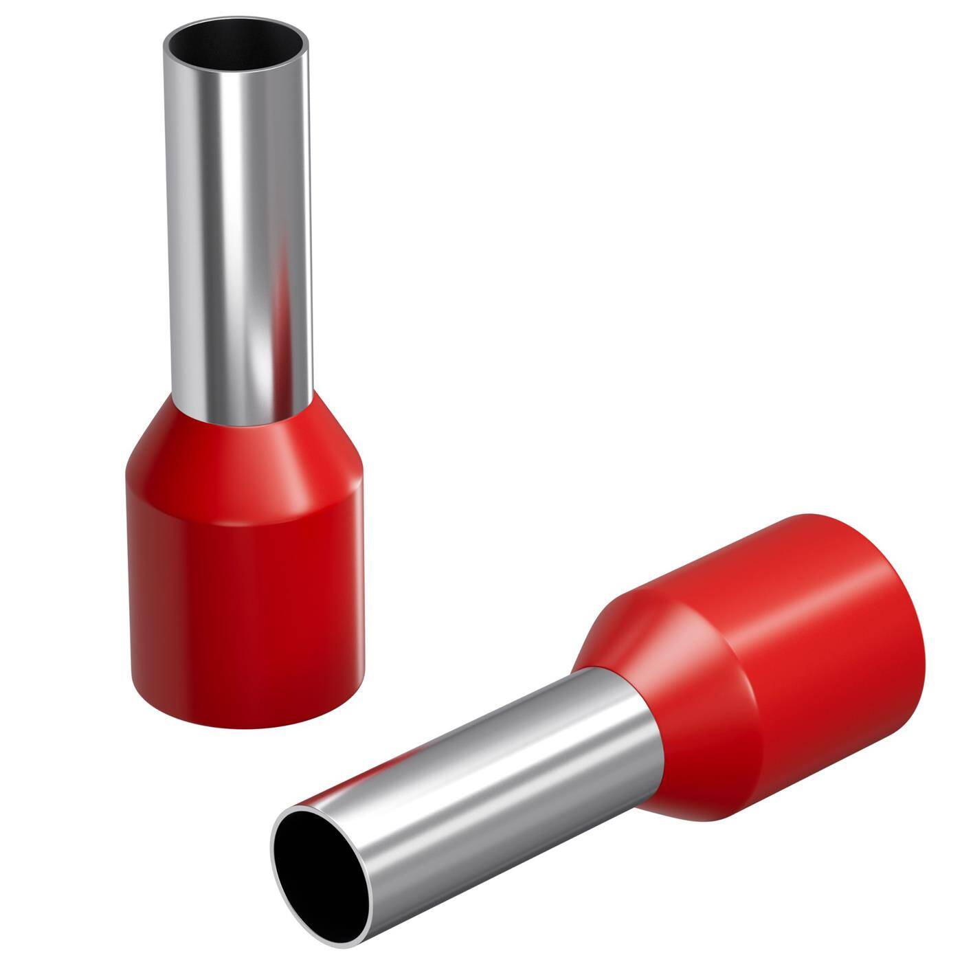 100x Aderendhülse isoliert 10mm² Rot Kupfer verzinnt 4,5x12mm Hülse