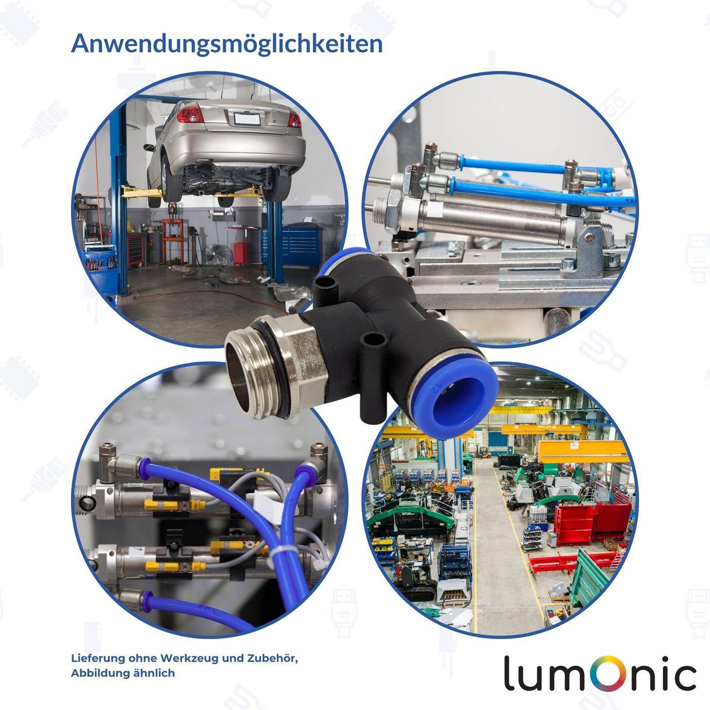 PU hose T-connector fitting with external thread 8mm*1/2inch T-piece Push-in Pneumatic plug connector T-distributor Compressed air PU hose T-connector fitting with external thread 8mm*1/2inch T-piece Push-in Pneumatic plug connector T-distributor Compressed air