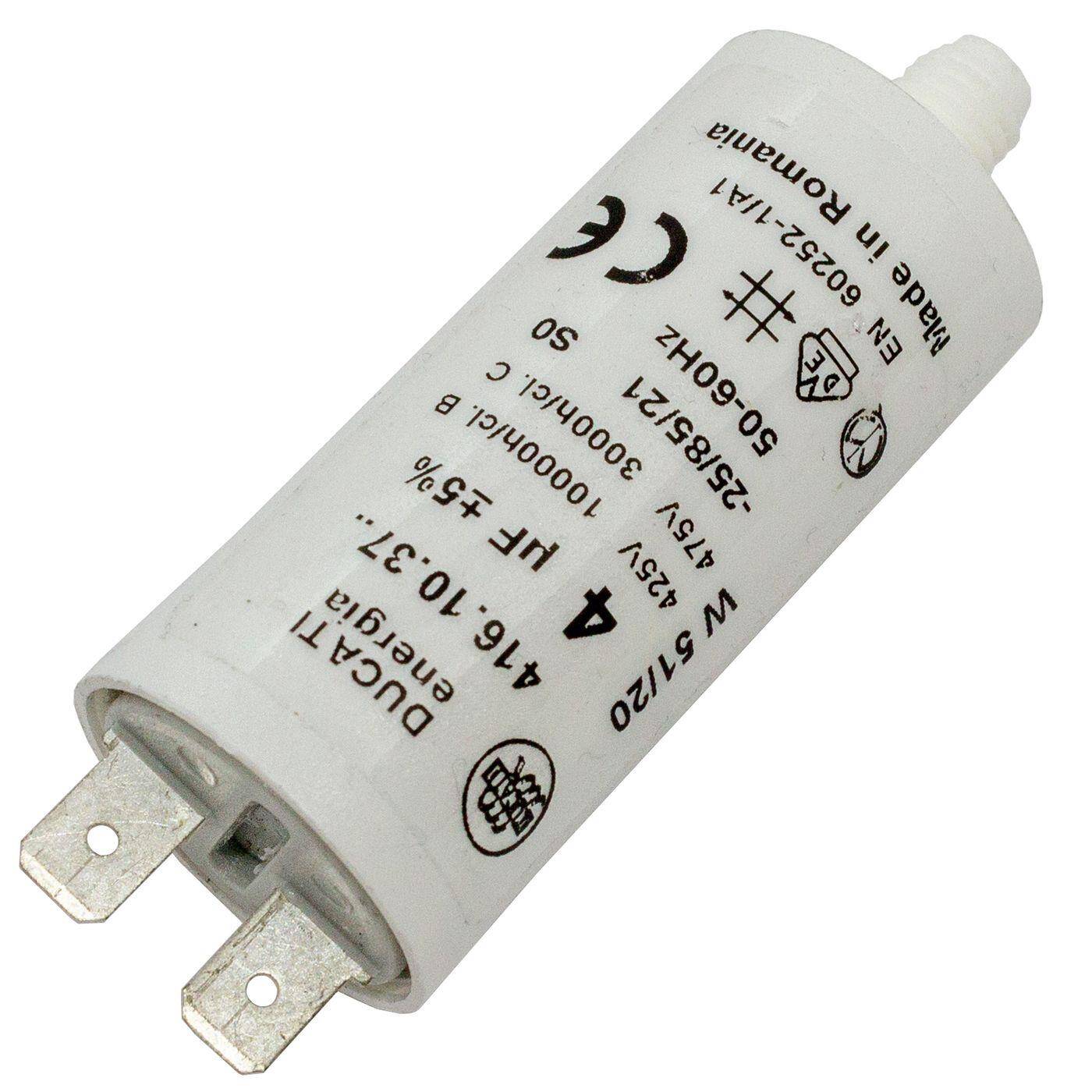 Anlaufkondensator Motorkondensator 4µF 425V 25x55mm Stecker 6,3x0,8mm Ducati 416.10.37 A 4uF