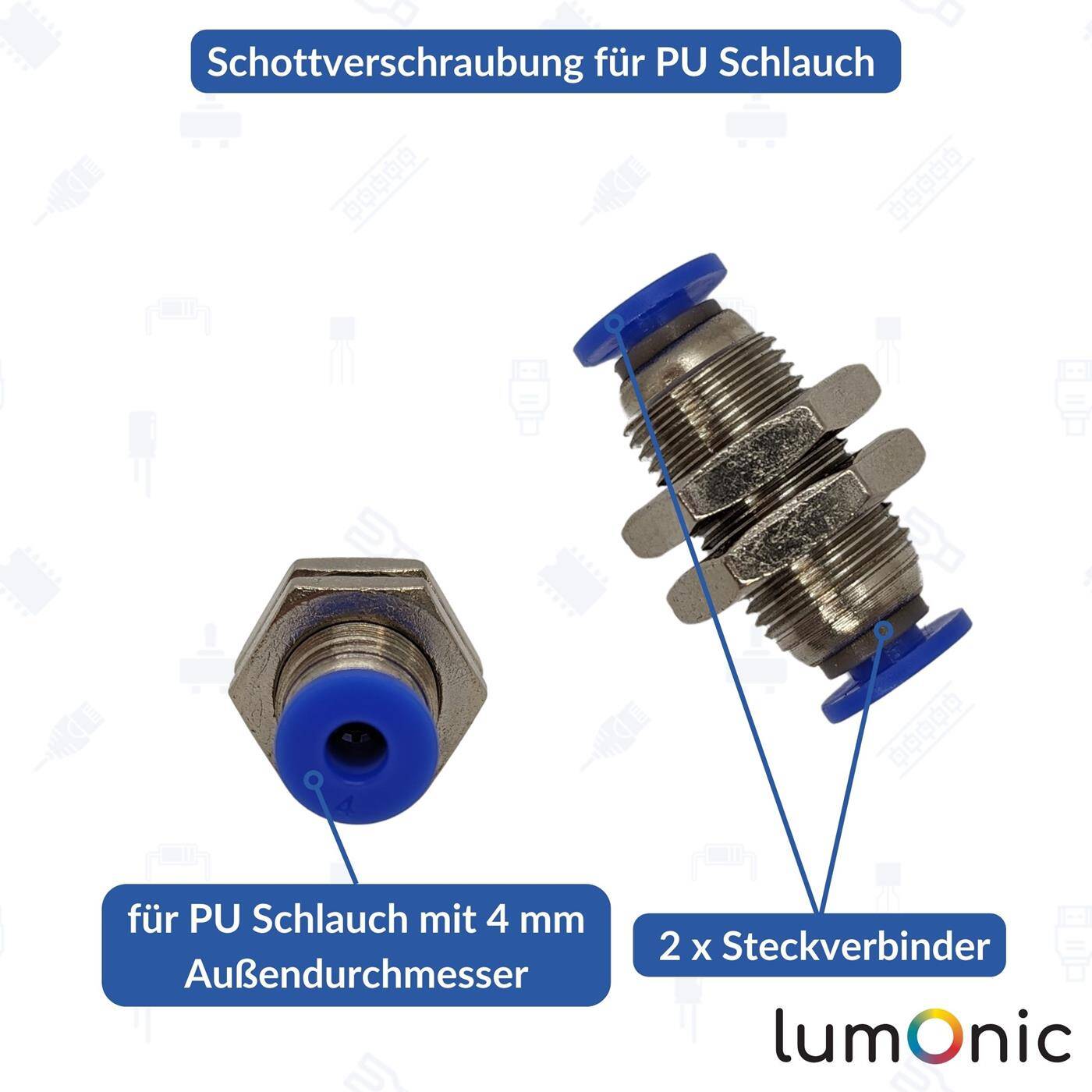 PU conduit bulkhead fitting with plug connector 4mm Bulkhead Fitting Pneumatic plug connector Fitting Compressed air