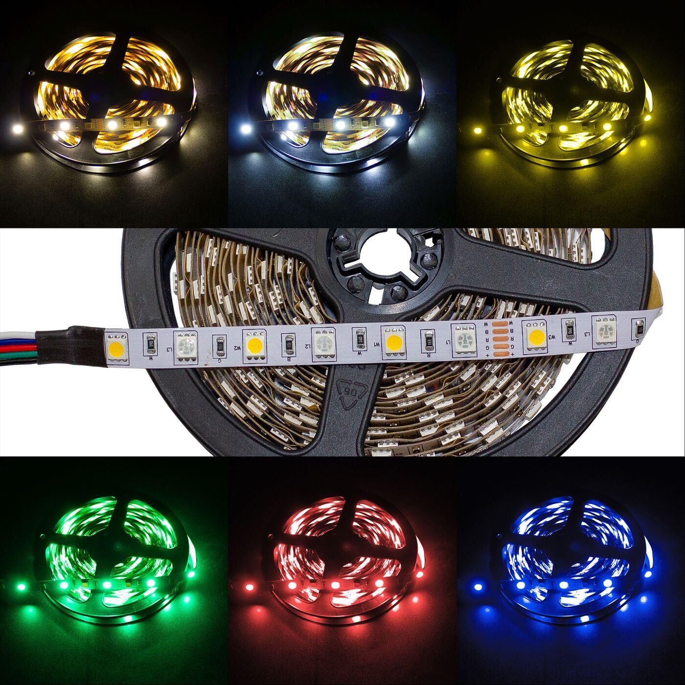 5m (500cm) RGBW 6000K LED Strip Tape Bar 12V IP20 300LEDs 60LED/m SMD5050