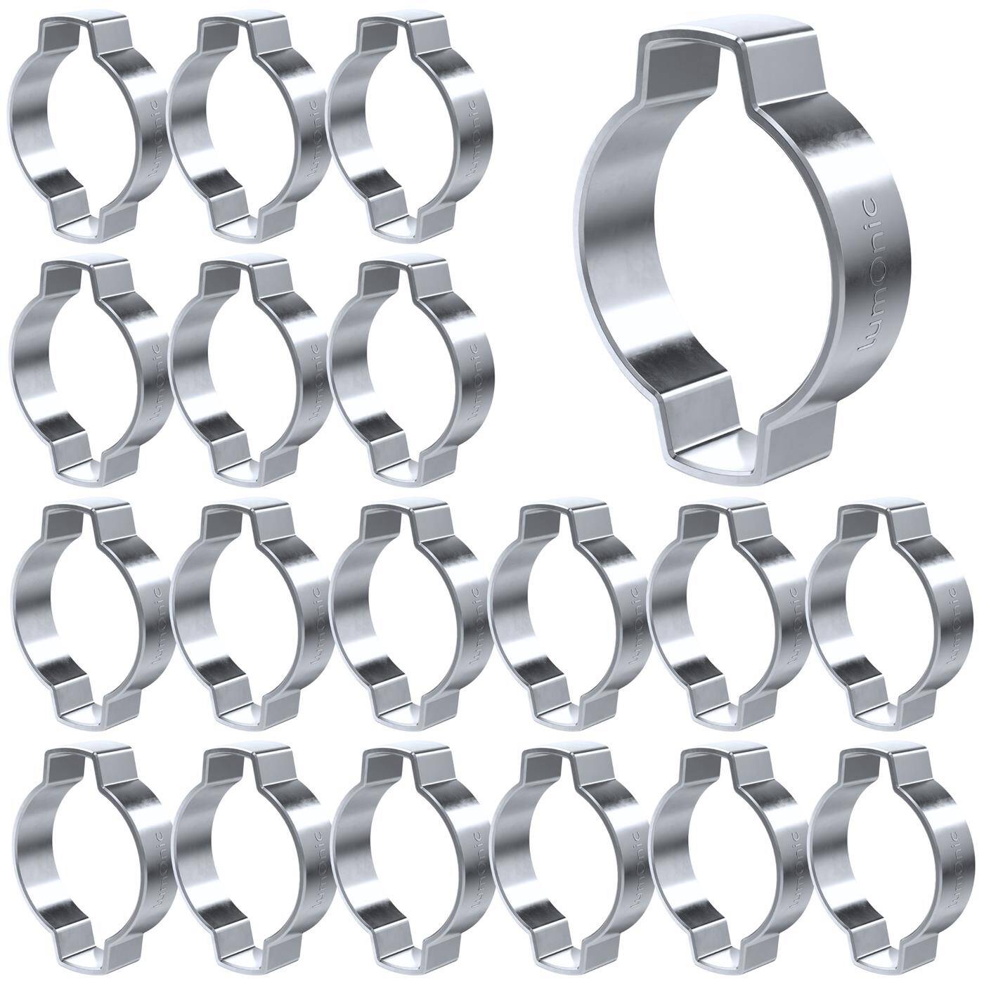 Lumonic I 20x 2-Ohr-Schelle 23-27mm I Stahl Verzinkt I Zweiohrschelle I Schlauchschelle I für Druckluft, Rohrsysteme, Garten, KFZ