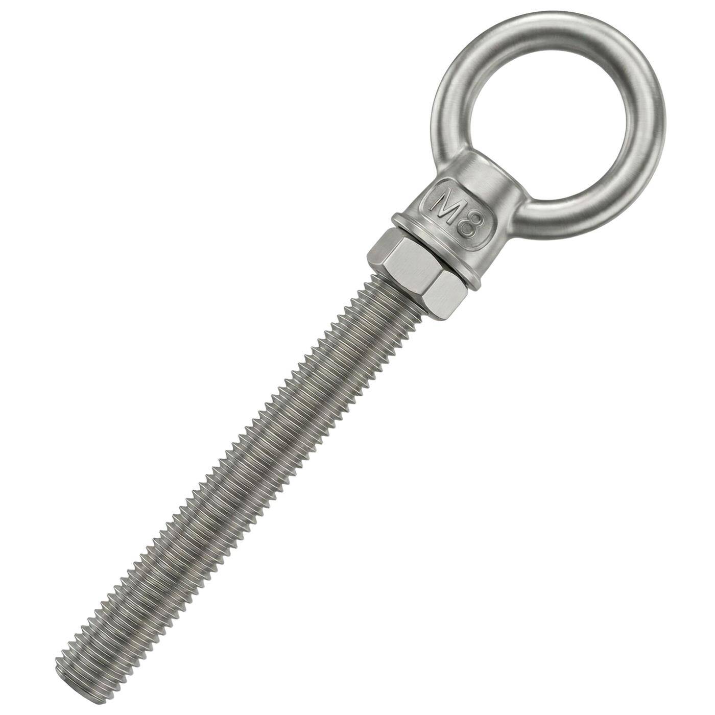 Eye bolt V2A stainless steel M8x100mm  Push-through mounting Eyebolt for awning hammock swing + chains incl. nut + washer