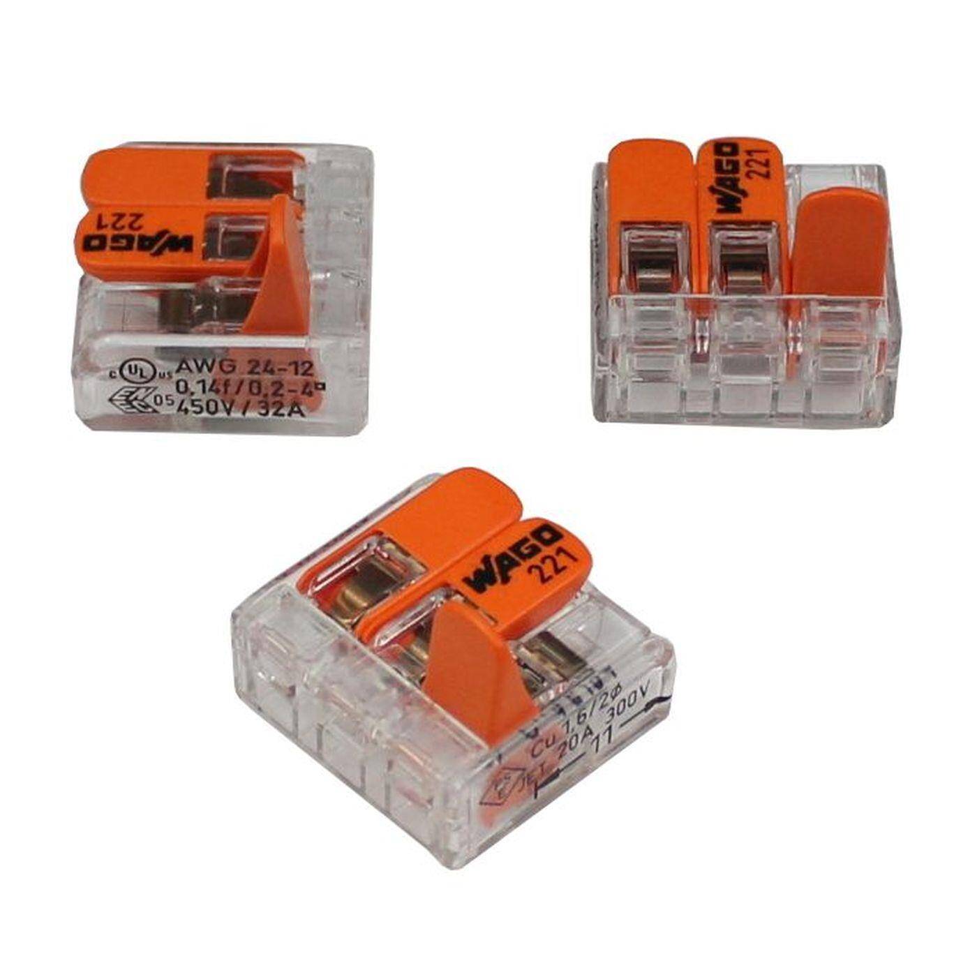 Wago Klemme 221-413 32A 450V Verbindungsklemme 3-polig mit Hebel Wago Klemme 221-413 32A 450V Verbindungsklemme 3-polig mit Hebel