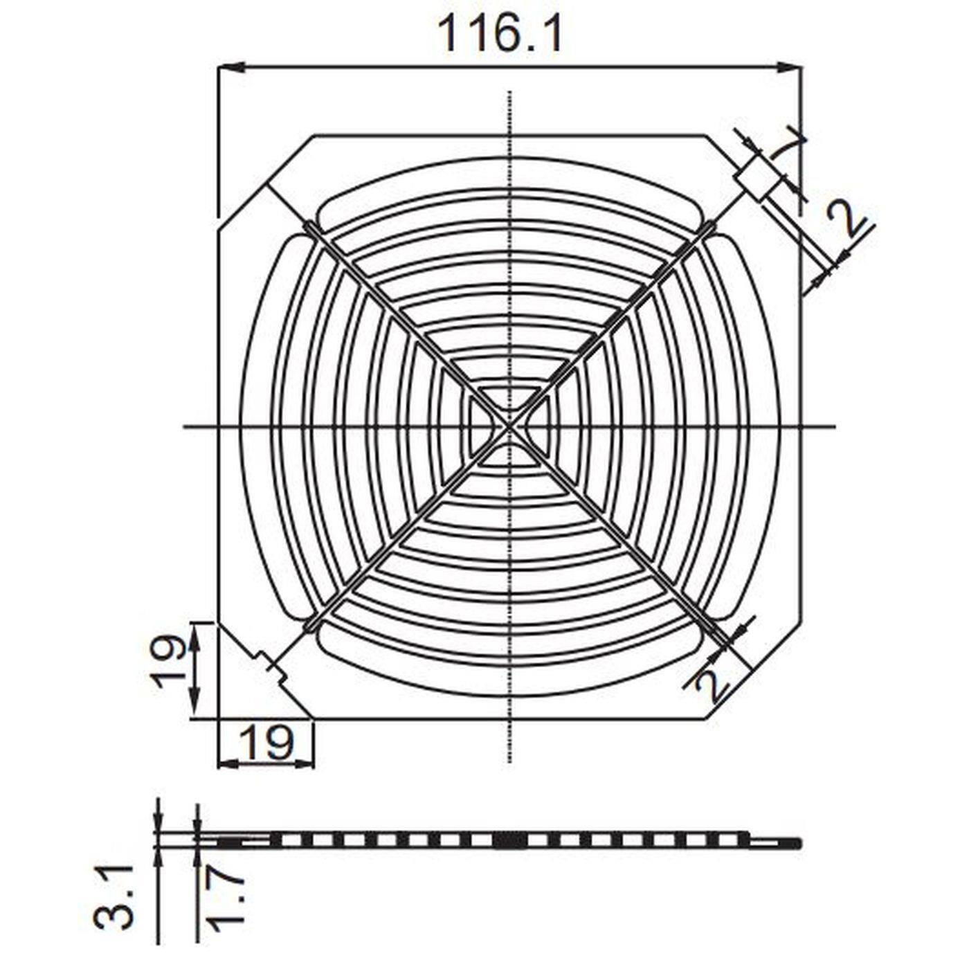 Kunststoff Lüftergitter mit Filtereinsatz 120x120mm 120mm