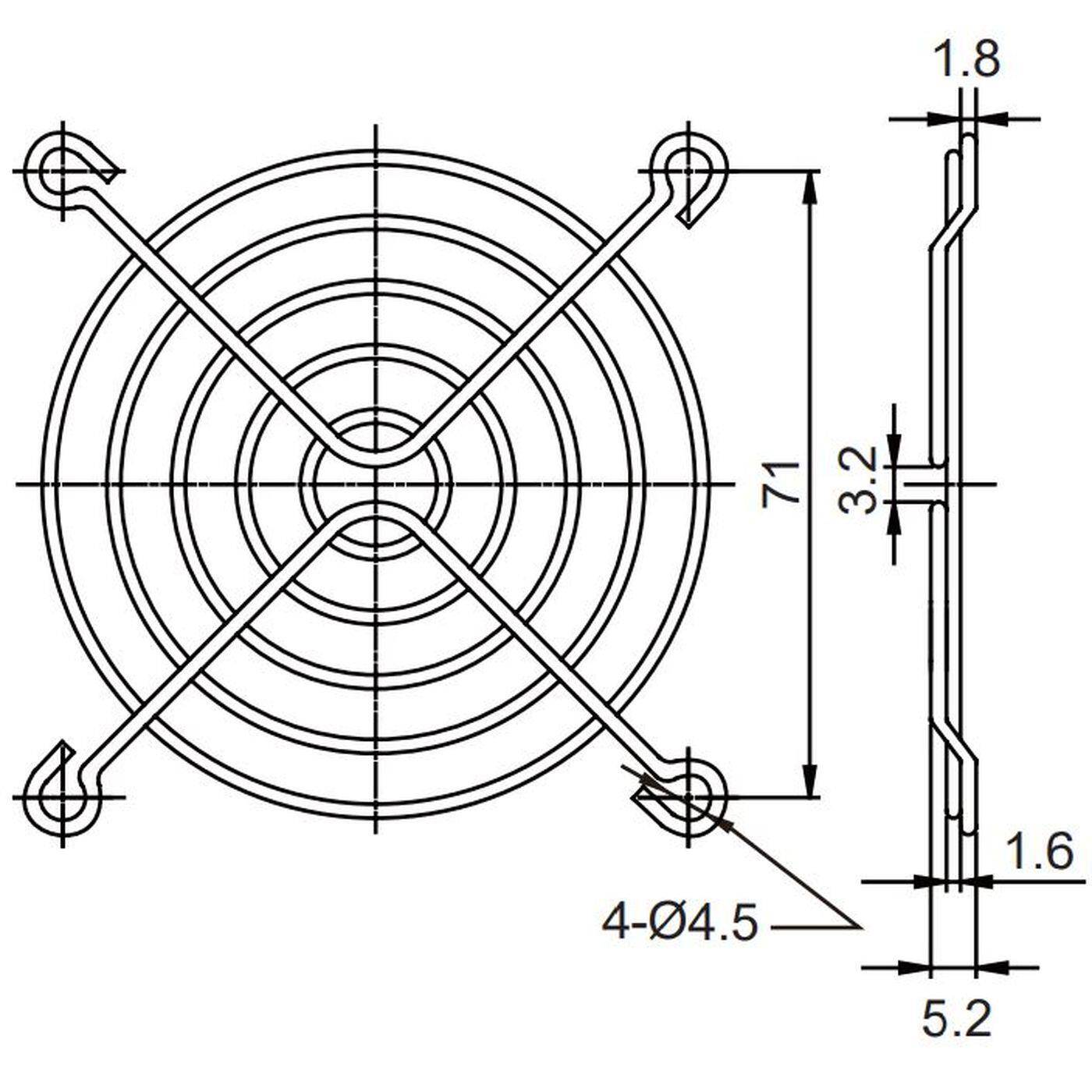 Lüftergitter 80x80mm für Axiallüfter 80x80x15mm 80x80x20mm 80x80x25mm