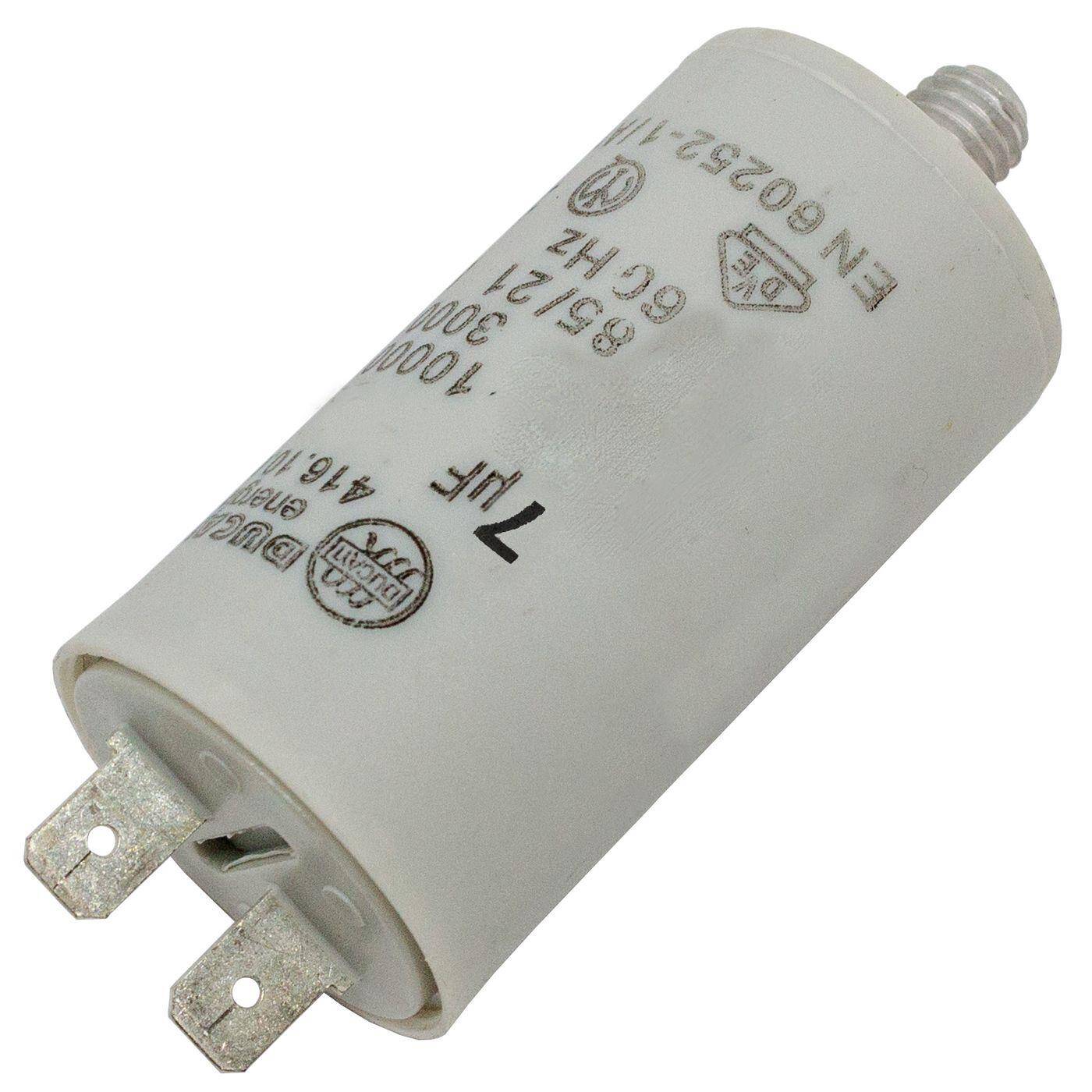 Lumonic Anlaufkondensator 416.10.85 B inkl. Stecker 6,3x0,8mm | Motorkondensator 7µF 425V 30x56mm I Kondensator im isolierten Kunststoffgehäuse