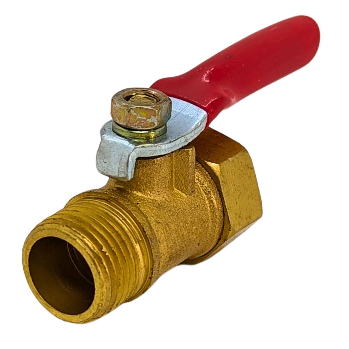 Kugelhahn rund mit Hebelgriff 1/8 Zoll Innengewinde + Außengewinde korrosionsbeständiges Messing Absperrhahn für Druckluft Werkstatt