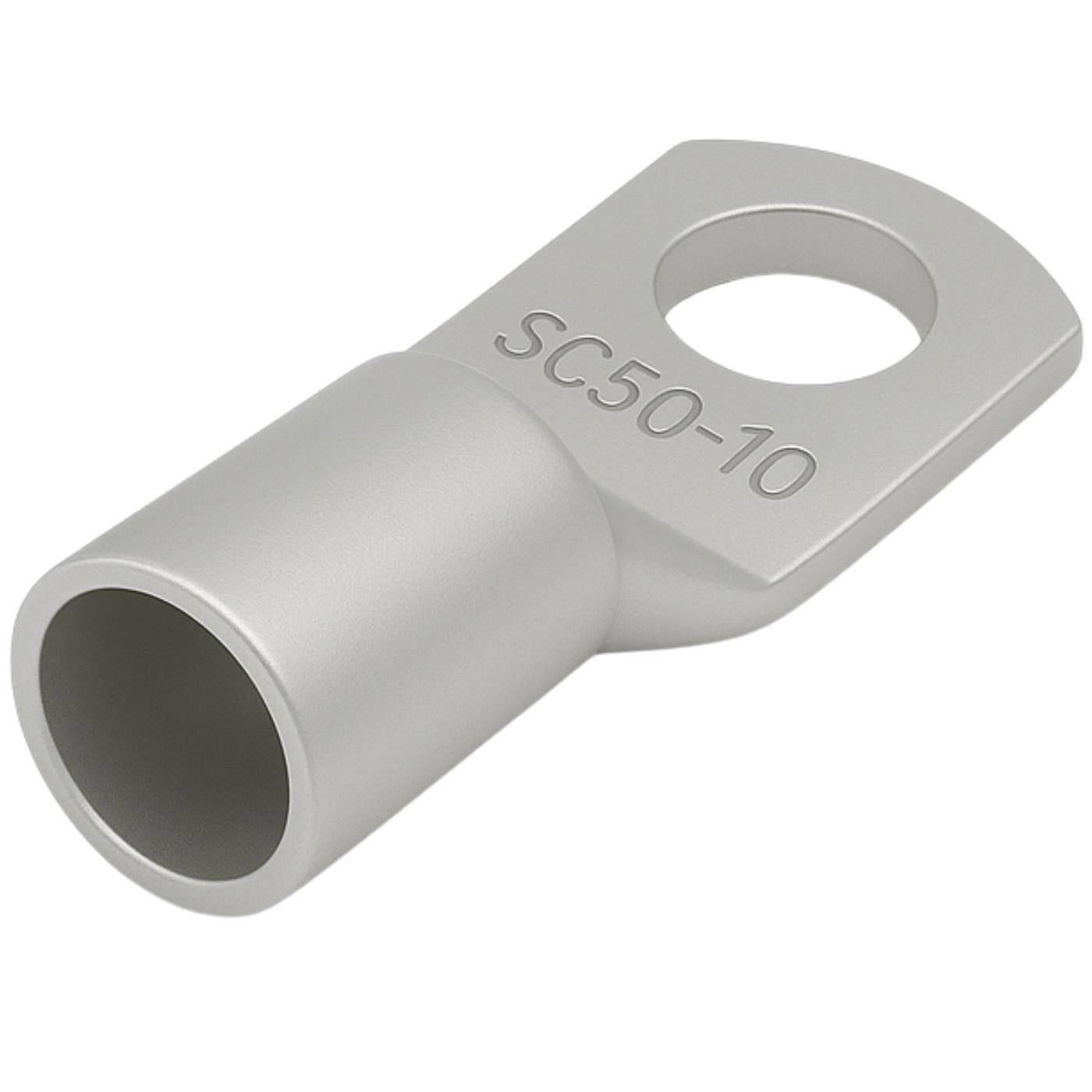 Tubular cable lug blank 50mm² Hole diameter M10 SC50-10 Ring lug Copper tinned