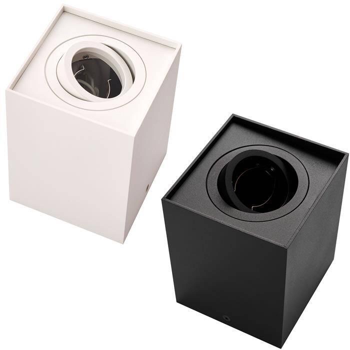 LED Aufbaurahmen Quadratisch 98x98x125mm Weiß Aluminium Schwenkbar Spot GU10 MR16 LED Aufbaurahmen Quadratisch 98x98x125mm Weiß Aluminium Schwenkbar Spot GU10 MR16