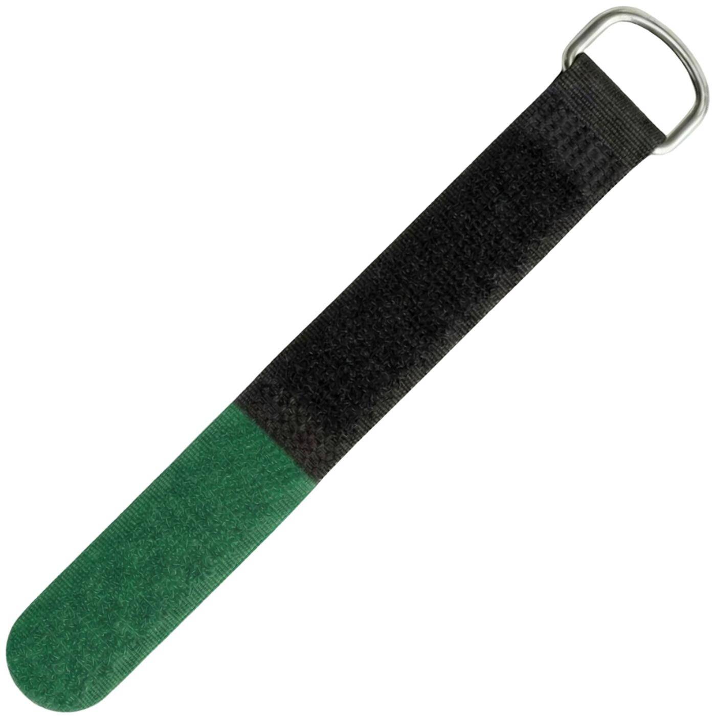 Lumonic 10 Stück Klettkabelbinder schwarz / grün | 300x20mm | normal | robuste Metallöse, Kabelklett mehrfach wiederverwendbar | einfaches Kabelmanagement und Ordnung