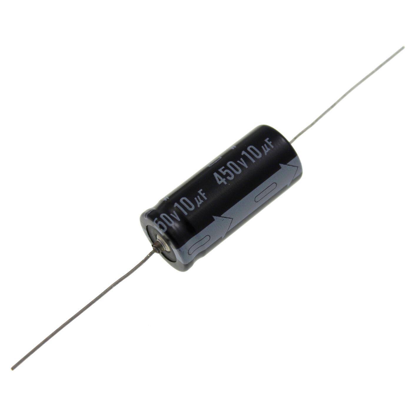 Elko Kondensator Axial 10µF 450V | Elektrolytkondensator bis zu einer Temperatur von 85°C | 16x35mm | 10uF 1W5081152T00SIE United Chemi-Con
