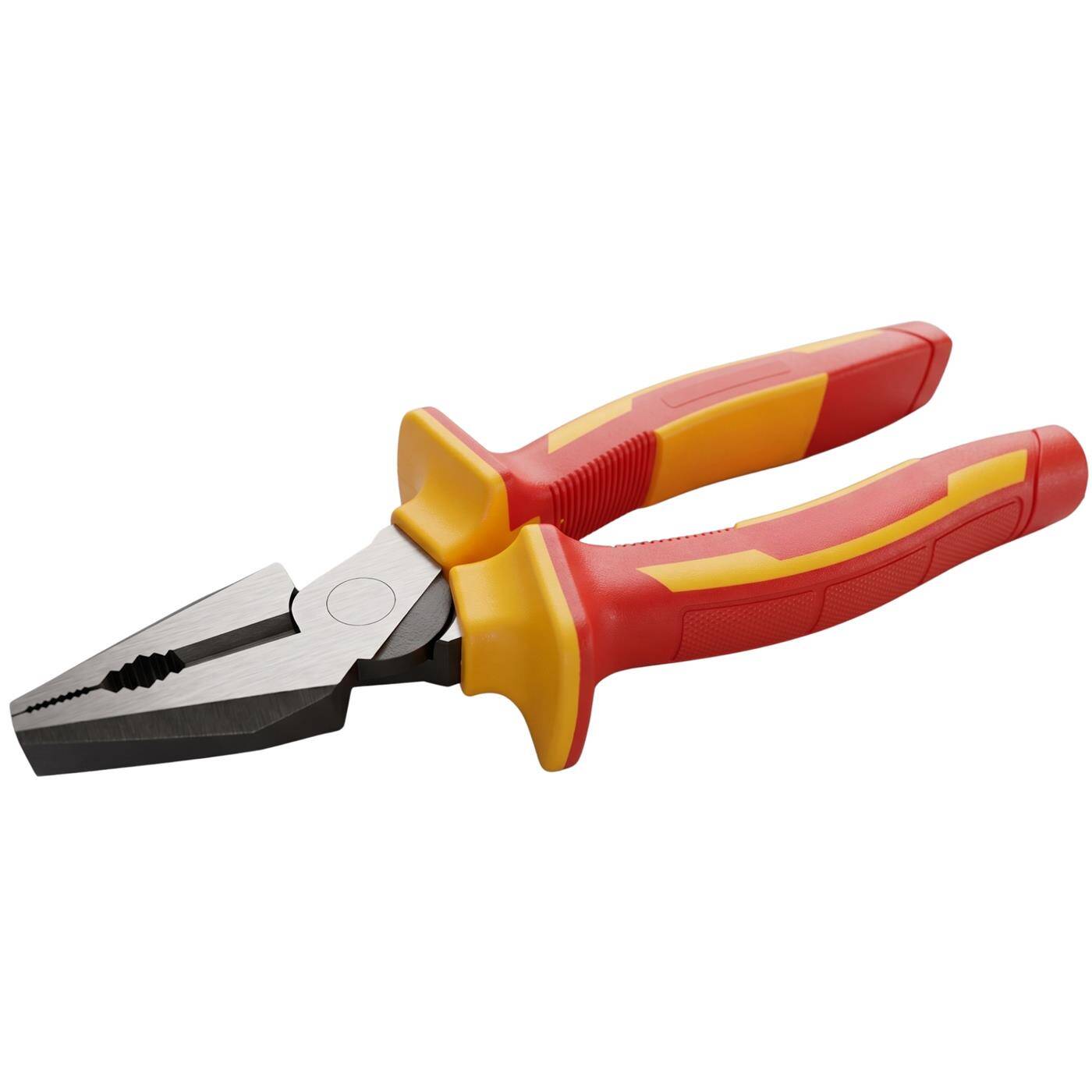 Lumonic VDE Combination Pliers 1000V Heavy-Duty, 200 mm - 60CrV steel with induction-hardened cutting edge, two-component handle, for electricians and residential wiring