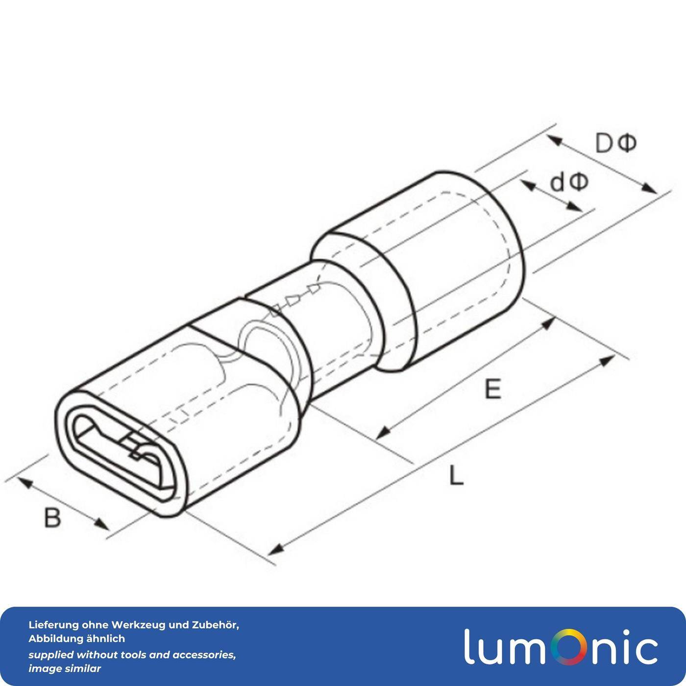 25x Flachsteckhülse vollisoliert 1,5-2,5mm² Steckmaß 0,8x4,8mm Blau für Flachstecker Messing verzinnt