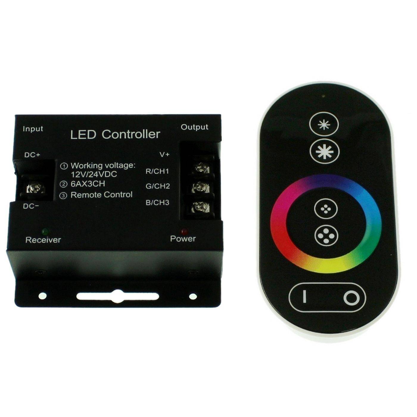 RGB LED Touch RF 6Key Controller schwarz 12...24V 144W RGB; 4-Pin