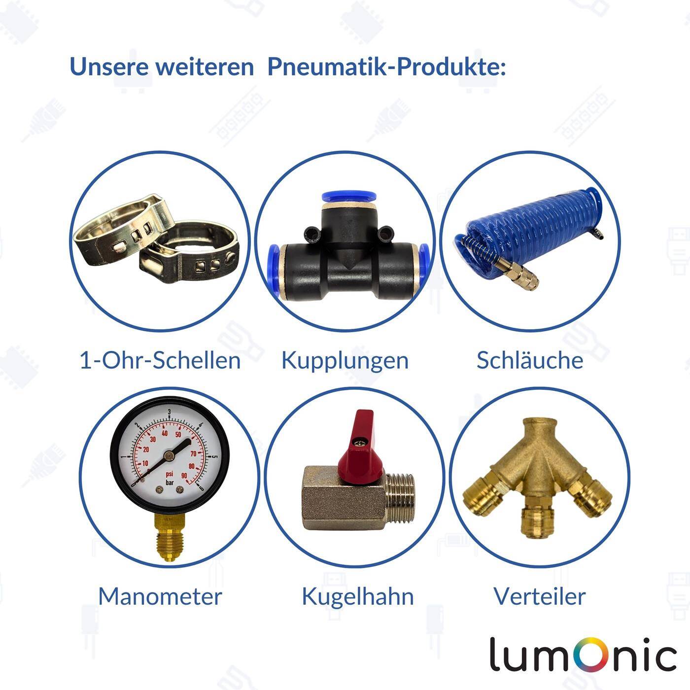 5x 2-Ohr-Schelle 7-9mm Stahl Verzinkt Zweiohrschelle Schlauchschelle für Druckluft, Rohrsysteme, Garten, KFZ