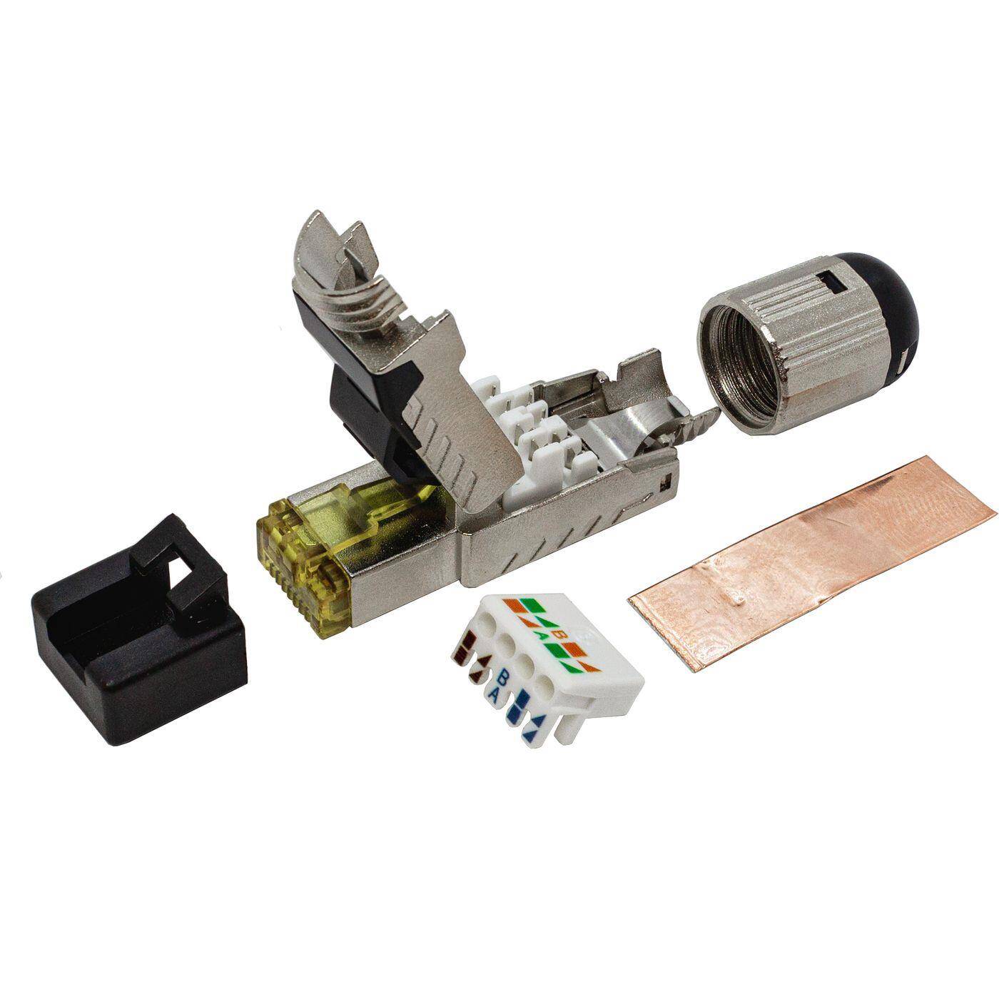 Lumonic Netzwerkstecker RJ45 Metall Stecker werzeuglos | Mit Zugentlastung und vergoldeten Kontakten I Crimpstecker für CAT6 CAT7 CAT8.1 Netzwerk-LAN-Kabel