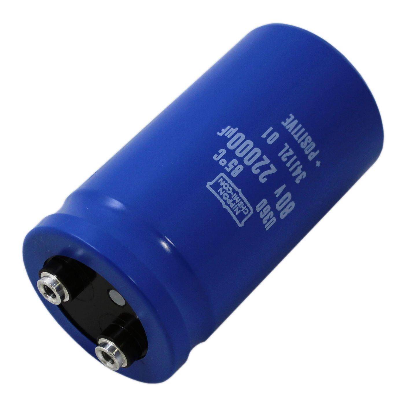 Screw Elko Capacitor 22000µF 80V | Electrolytic capacitor up to a temperature of 85°C | 50,8x92mm | 22000uF E36D800HPN223MC92U United Chemi-Con