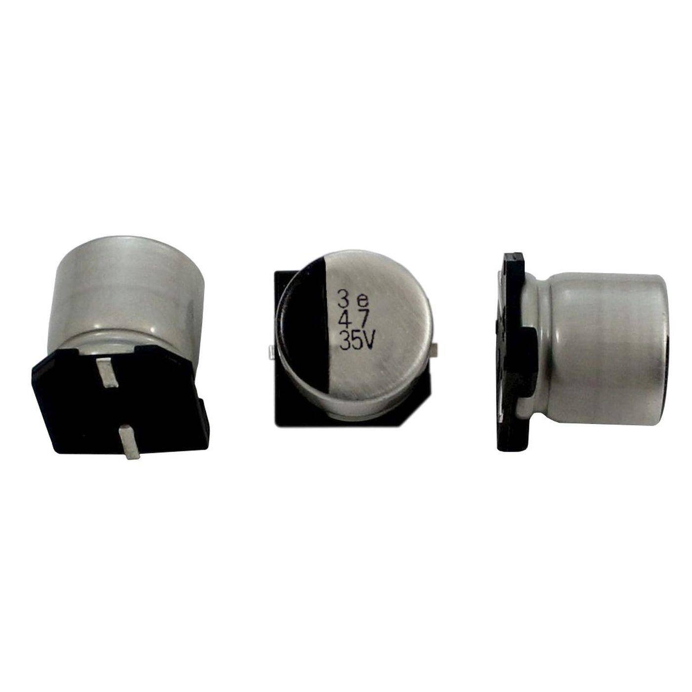 SMD Elko Kondensator 47µF 35V | Elektrolytkondensator bis zu einer Temperatur von 85°C | 8x6,5mm | 47uF RV-35V470MG68TQ-R2 Elna