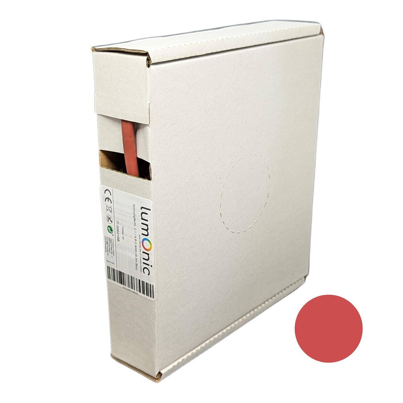 9,5m Heat shrink tubing Box 2:1 4,8 -> 2,4mm Red Flexible