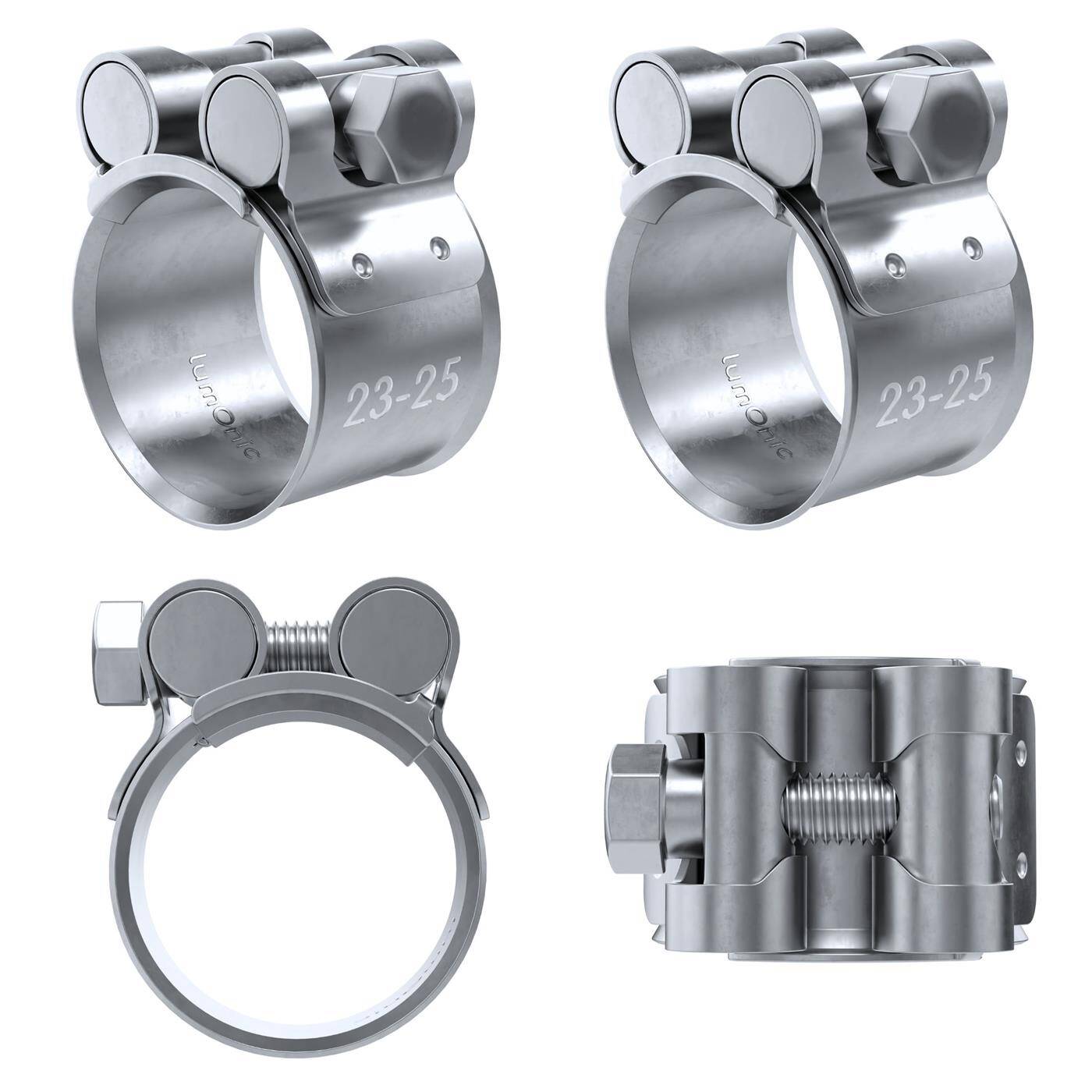 4x Lumonic Gelenkbolzenschelle 23-25mm  Auspuffschelle für Bau PKW LKW