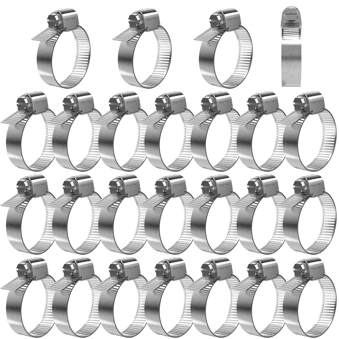 Lumonic 25x 27-51mm Schlauchschelle Edelstahl V2A 201 I einstellbare Schlauchschellen zum Schrauben I für Rohre Schläuche Waschmaschine KFZ Auto Haus Garten