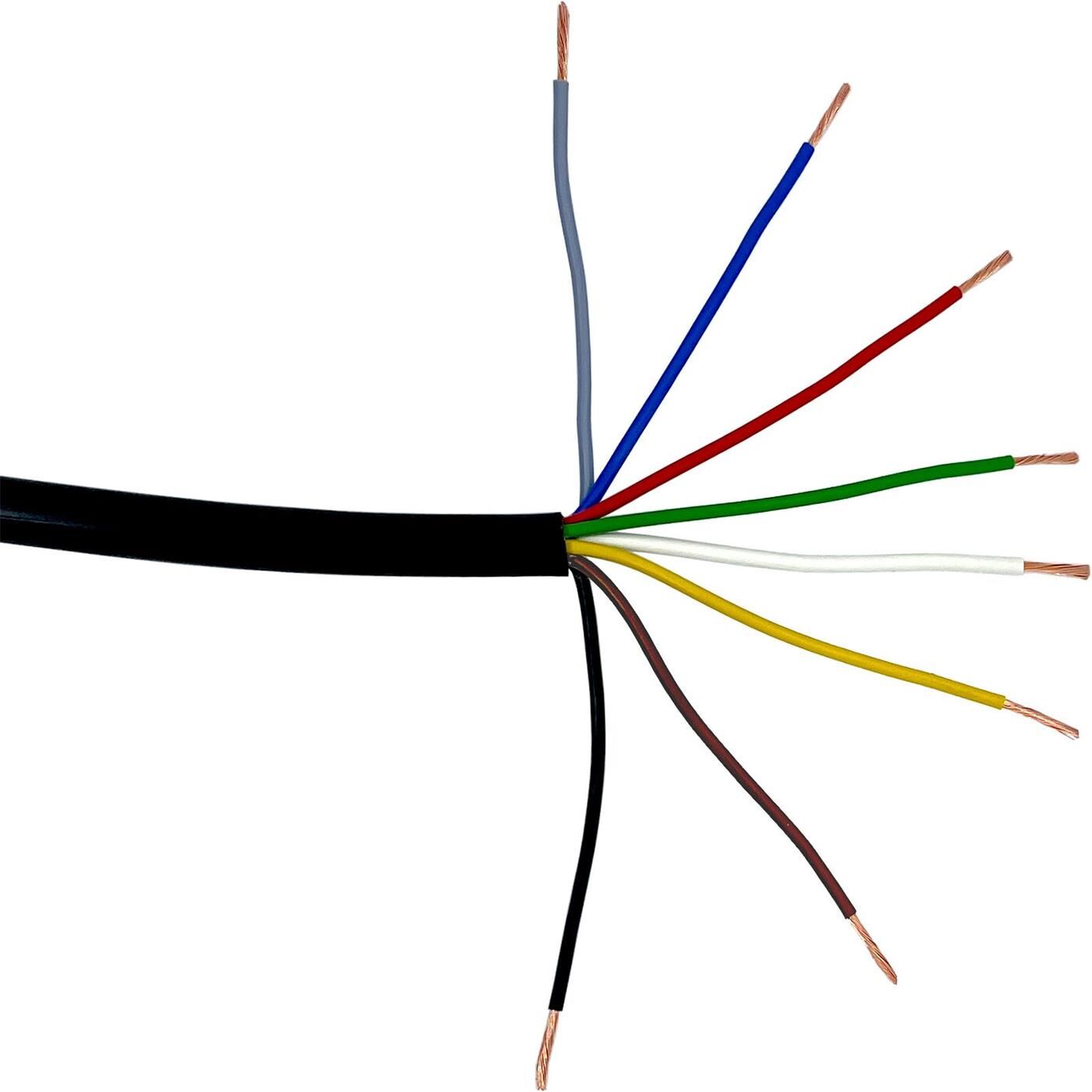 1m FLRYY Fahrzeugleitung 7x 1mm² + 1x 1,5mm² rund Kabel KFZ Anhängerkabel