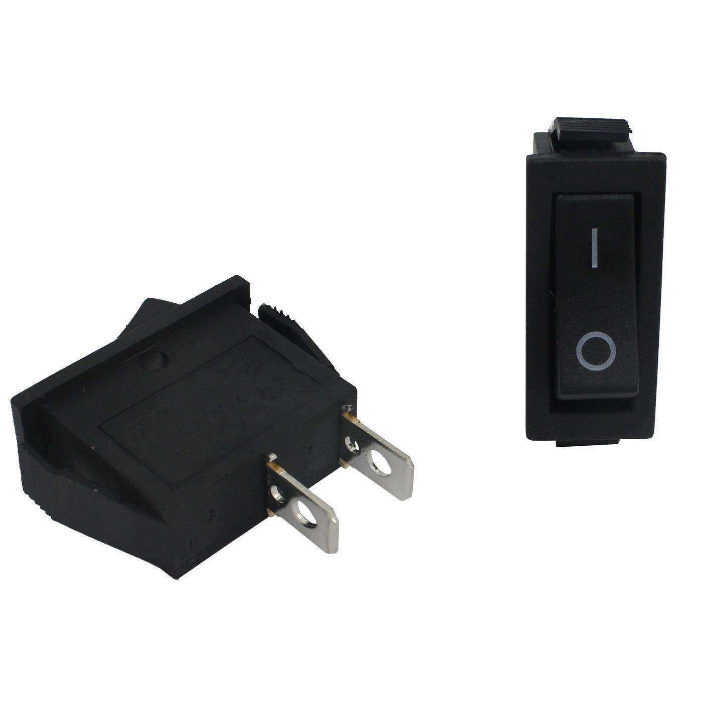 5x Off switch 1pole 250V 6A I-0 31x14mm Black Rocker switch