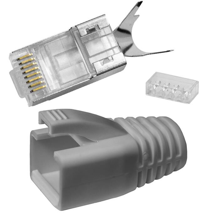 10x Network connector RJ45 Plug grey CAT5 CAT6 CAT7 LAN gold plated contacts