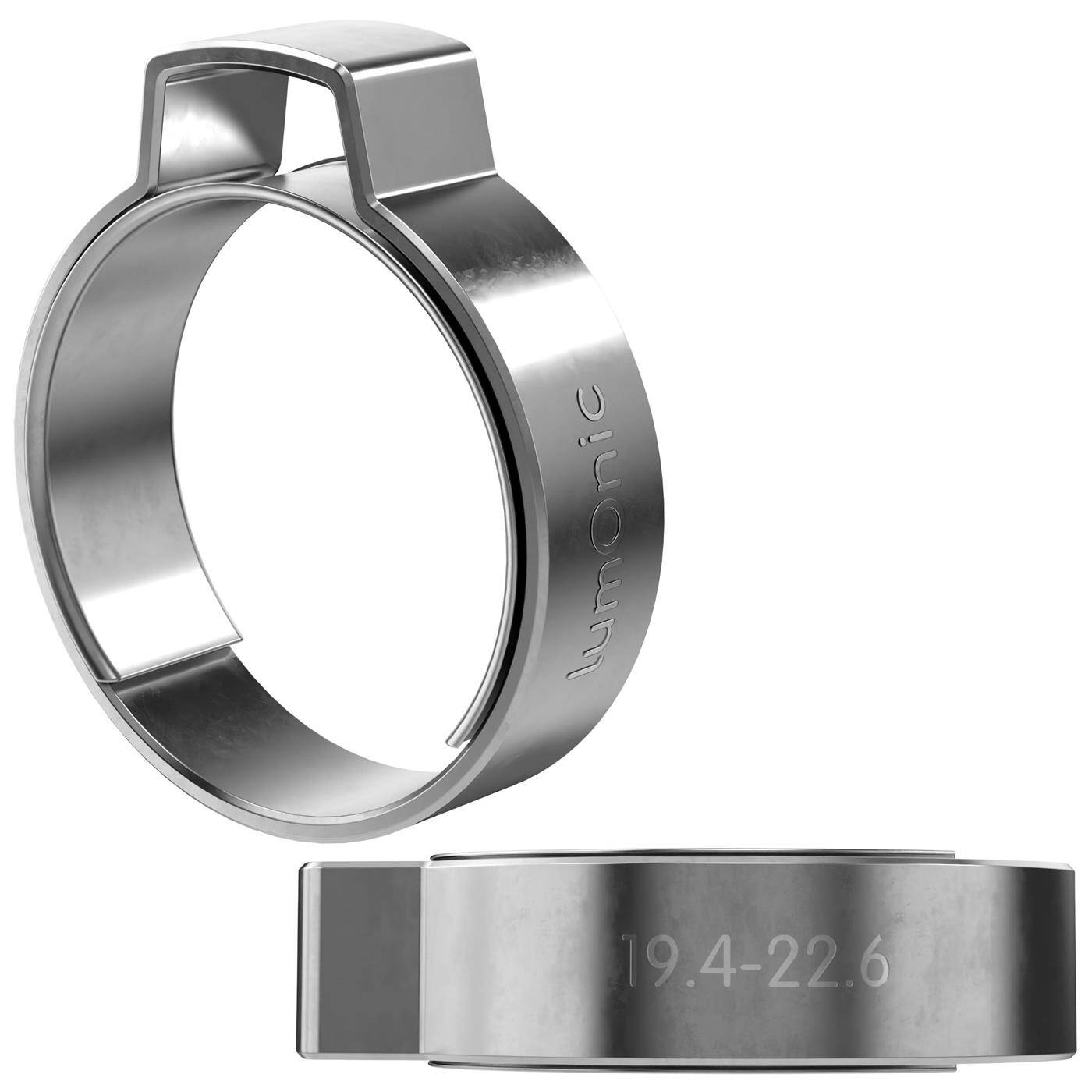 Lumonic I 2x 1-Ohr-Schelle 19,4-22,6mm I V2A Edelstahl I Einohrschelle I Schlauchschelle I für Druckluft, Rohrsysteme, Garten, KFZ