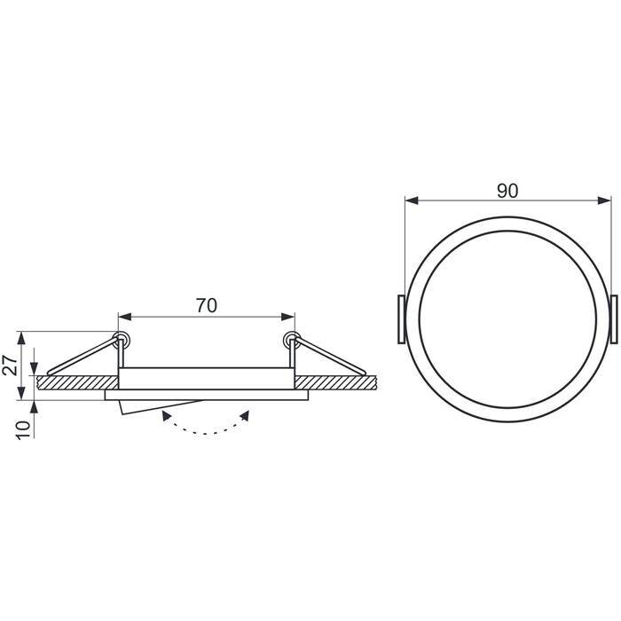 LED Einbaurahmen Rund 81x27mm Messing Stahlblech Schwenkbar Spot GU10 MR16