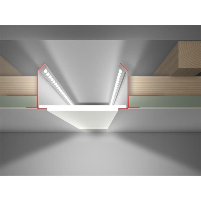 2m LED Trockenbauprofil ADD für Voutenbeleuchtung 40mm Sichtschenkel Stahl Zinkblech