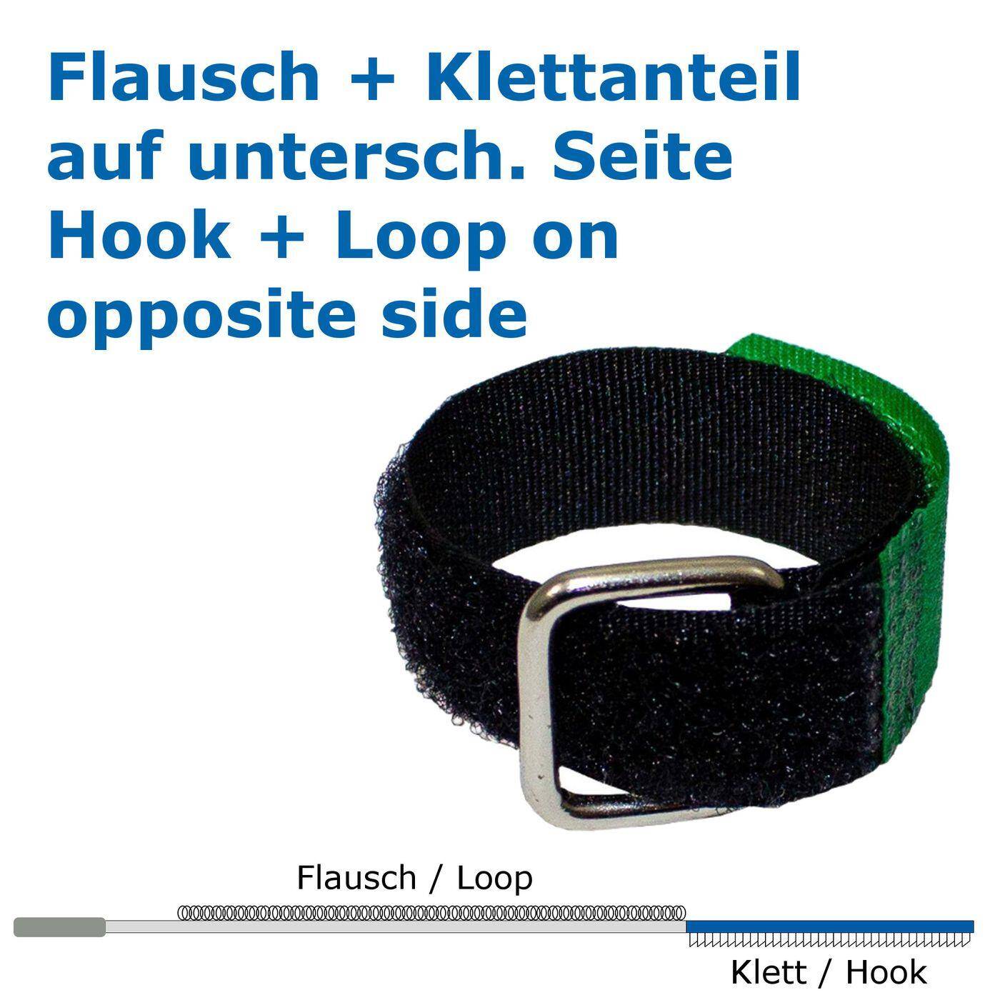 10x Hook + Loop Cable tie 800 x 38mm Black crossed Reusable Hook + Loop fastener