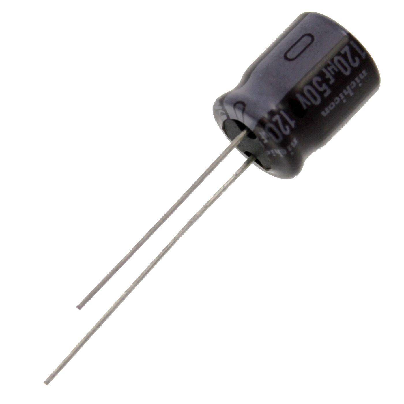 Elko Kondensator Radial 120µF 50V | Elektrolytkondensator bis zu einer Temperatur von 105°C | 10x13mm | 120uF UPW1H121MPH6 Nichicon