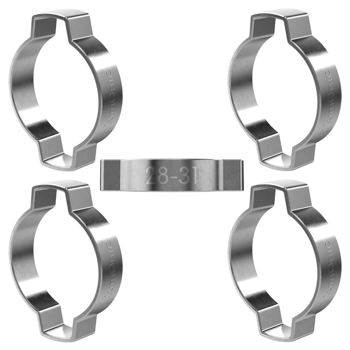 Lumonic I 5x 2-Ohr-Schelle 28-31mm I V2A Edelstahl I Zweiohrschelle I Schlauchschelle I für Druckluft, Rohrsysteme, Garten, KFZ